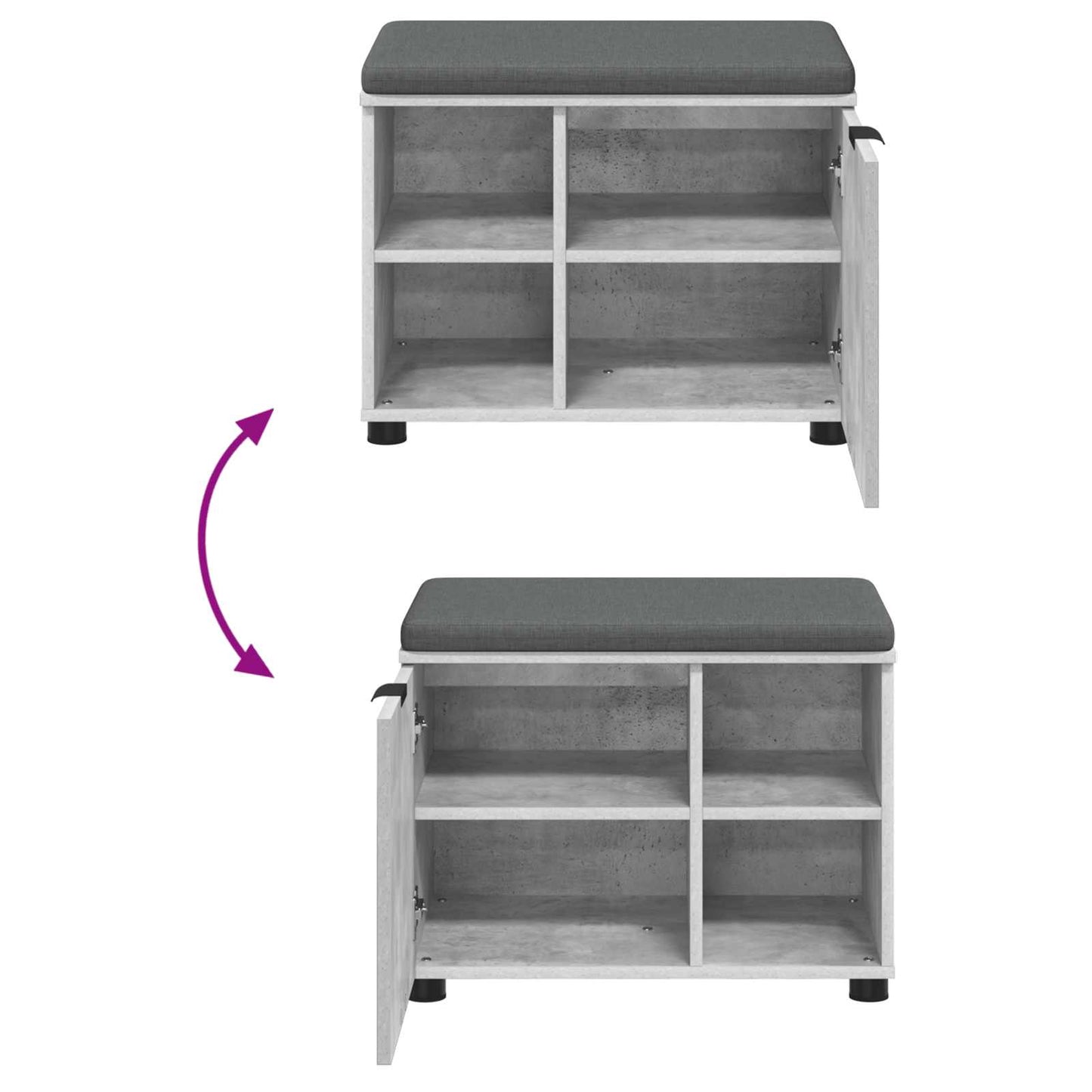 Gangbenk BetongGrå 60 x 38 x 46 cm Konstruert treverk og stoff