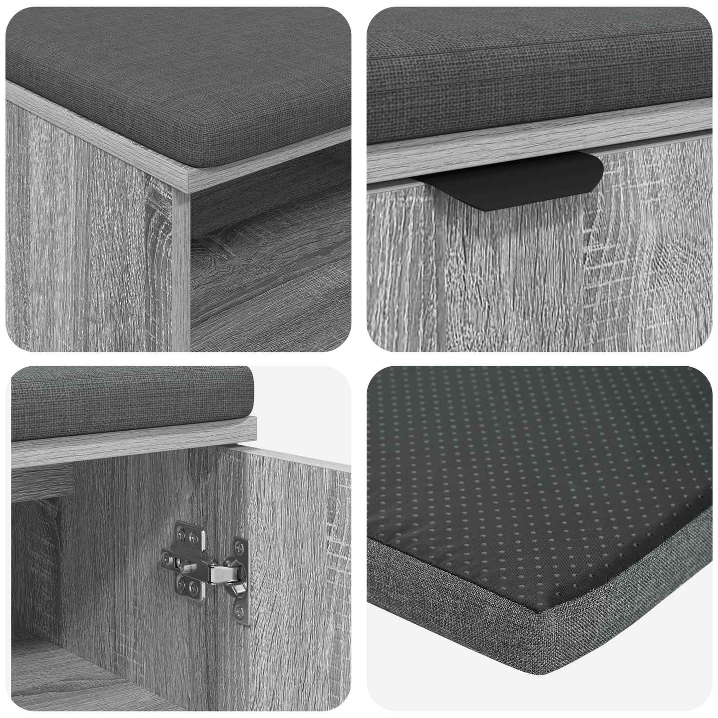 Gangbenk Grå Sonoma 60 x 38 x 46 cm Konstruert treverk og stoff