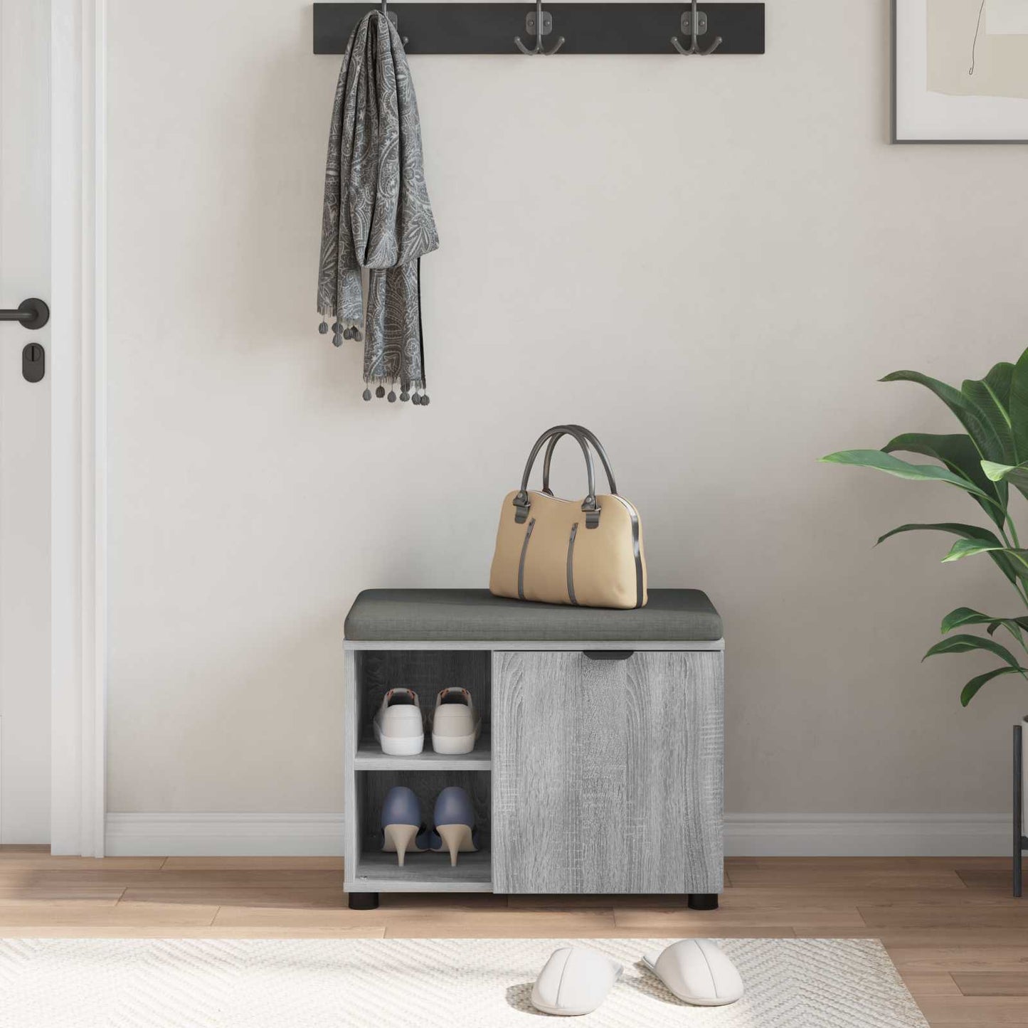 Gangbenk Grå Sonoma 60 x 38 x 46 cm Konstruert treverk og stoff
