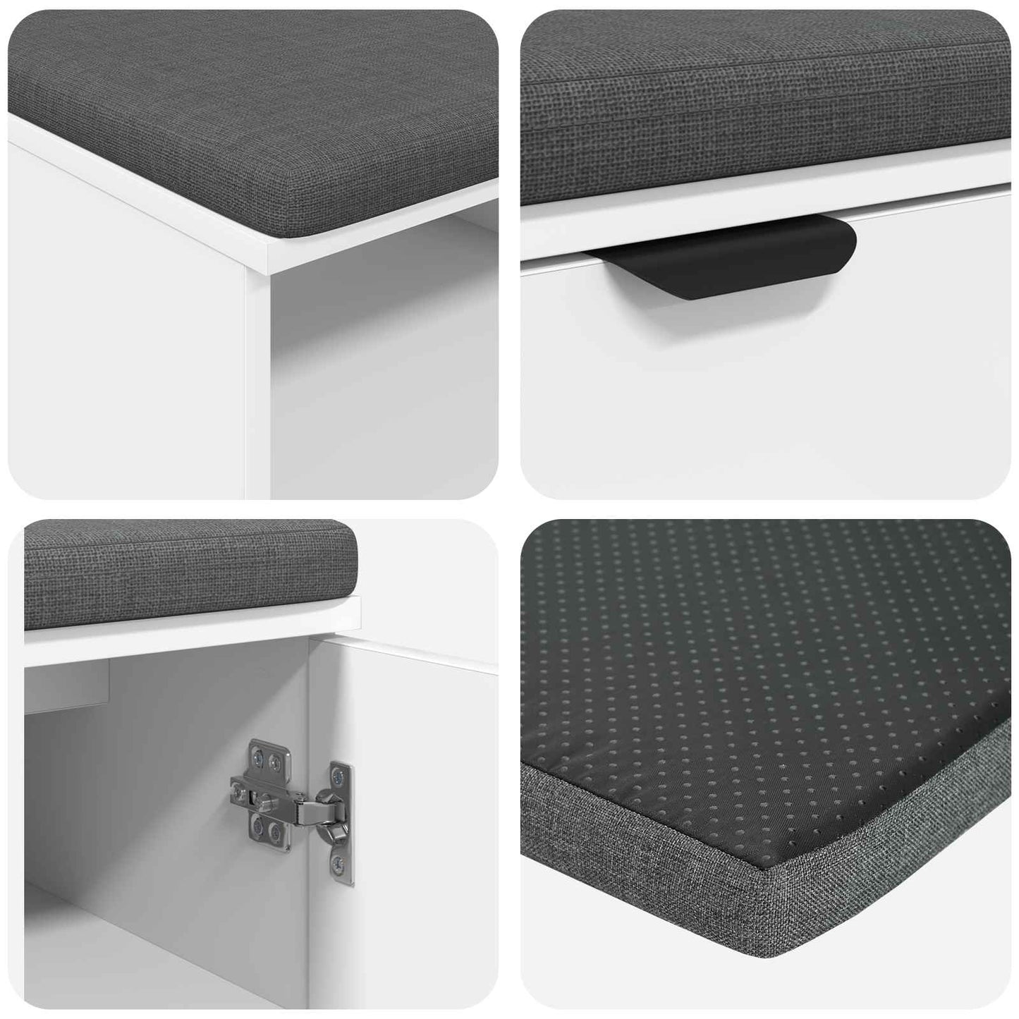 Gangbenk Hvit 80 x 38 x 46 cm Konstruert treverk og stoff