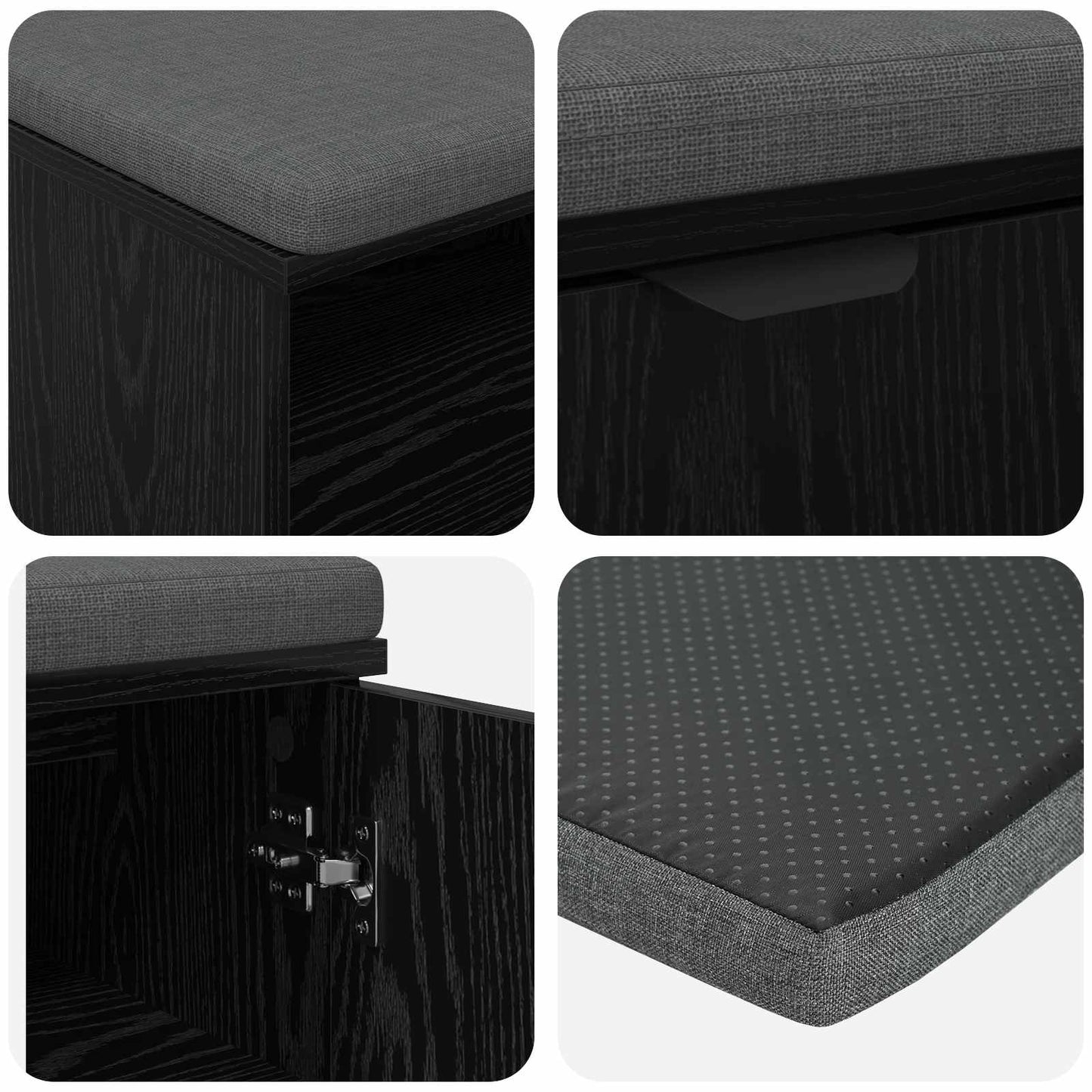 Gangbenk Svart Eik 80 x 38 x 46 cm Konstruert treverk og stoff