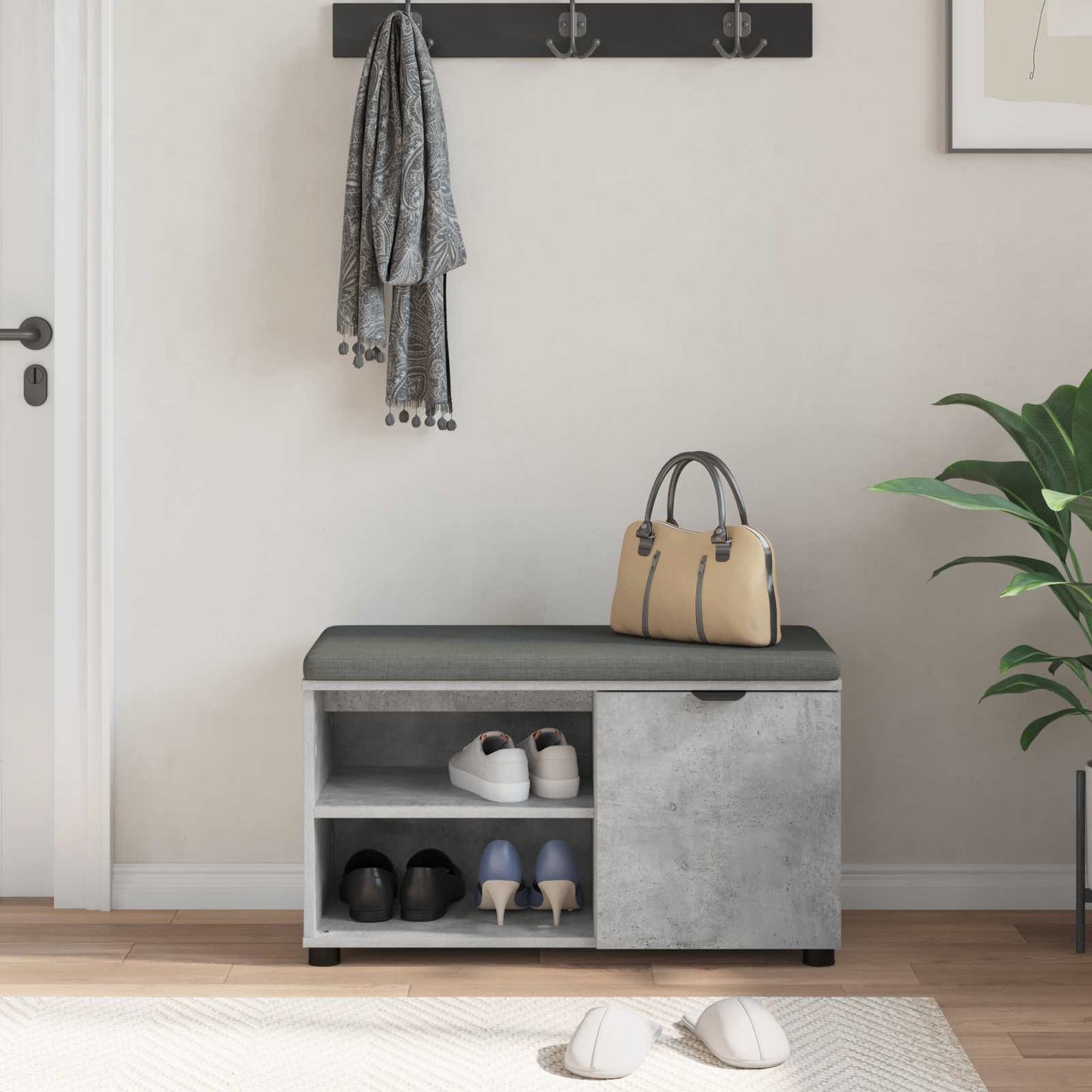 Gangbenk BetongGrå 80 x 38 x 46 cm Konstruert treverk og stoff
