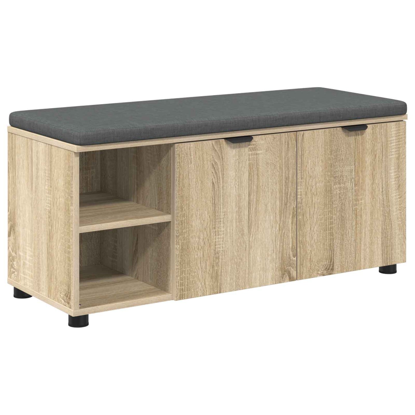 Gangbenk med pute med hylle med dør Sonoma eik 100 x 38 x 46 cm