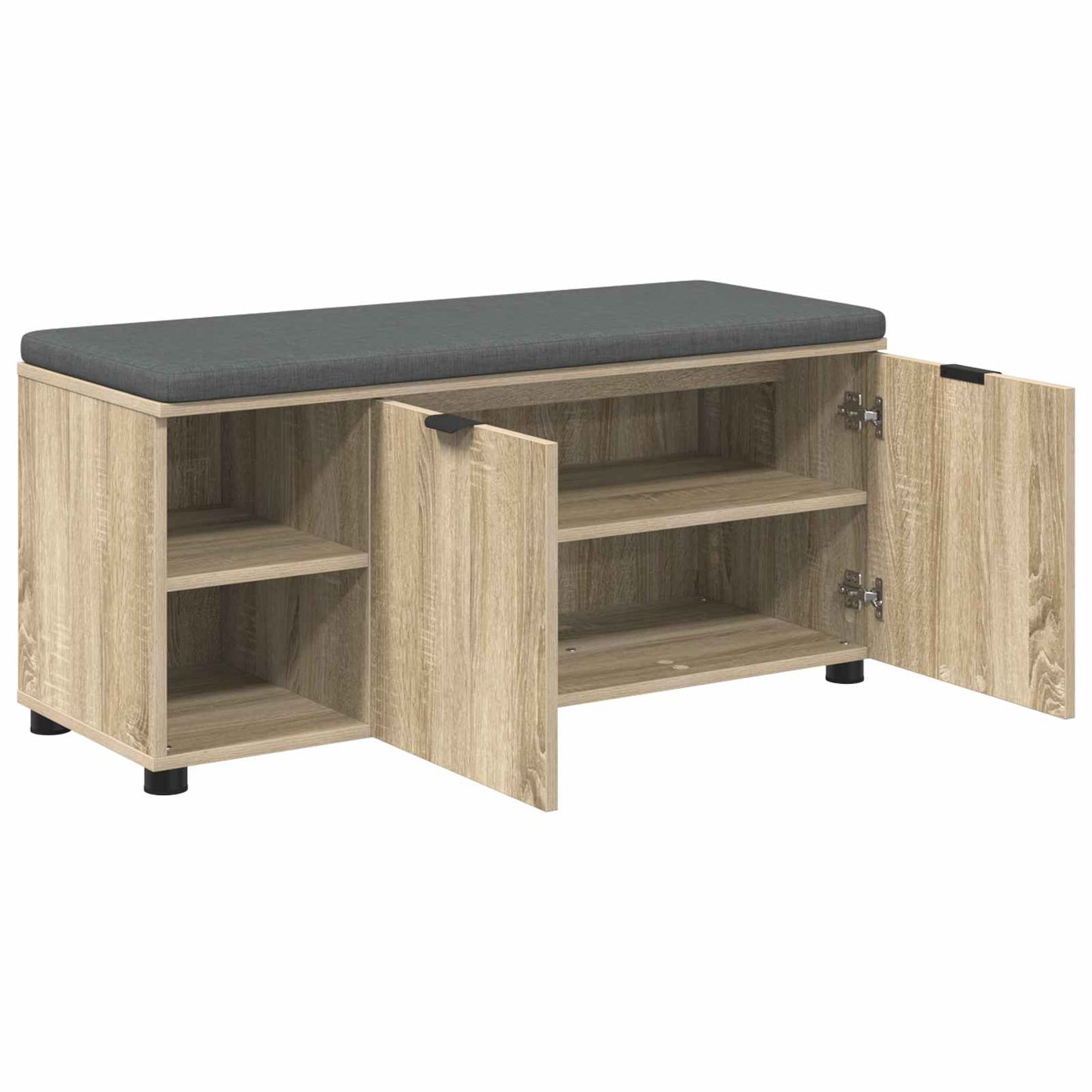 Gangbenk med pute med hylle med dør Sonoma eik 100 x 38 x 46 cm