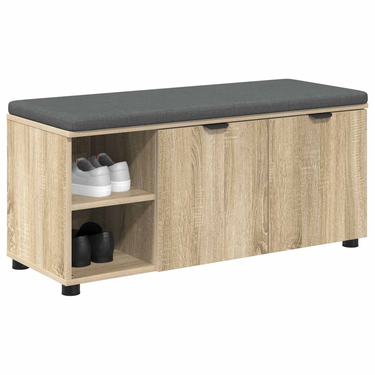 Gangbenk med pute med hylle med dør Sonoma eik 100 x 38 x 46 cm