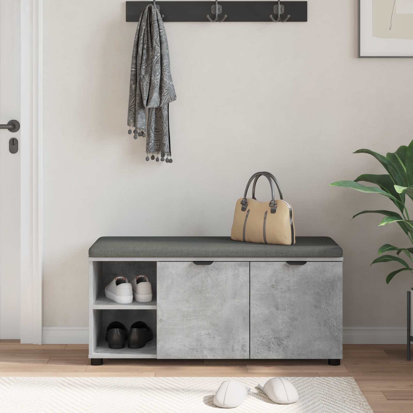 Gangbenk BetongGrå 100 x 38 x 46 cm Konstruert treverk og stoff