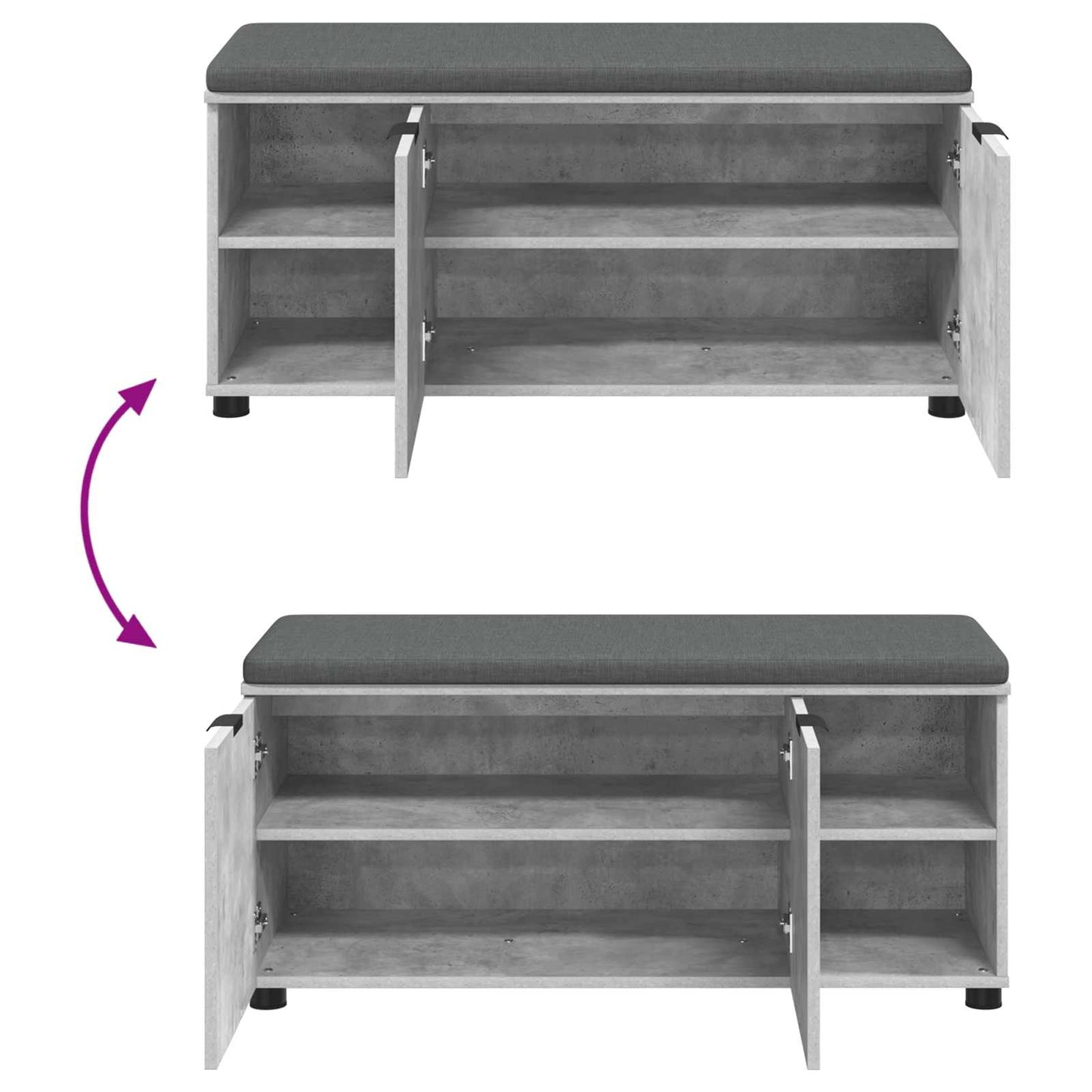 Gangbenk BetongGrå 100 x 38 x 46 cm Konstruert treverk og stoff