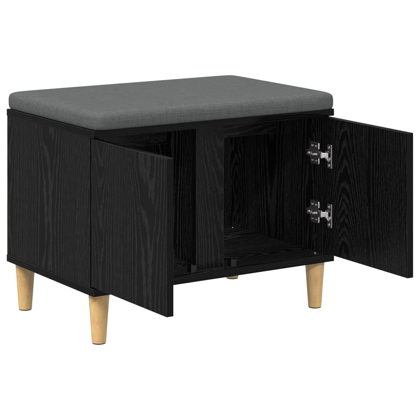 Gangbenk Svart Eik 60 x 38 x 46 cm Konstruert treverk og stoff