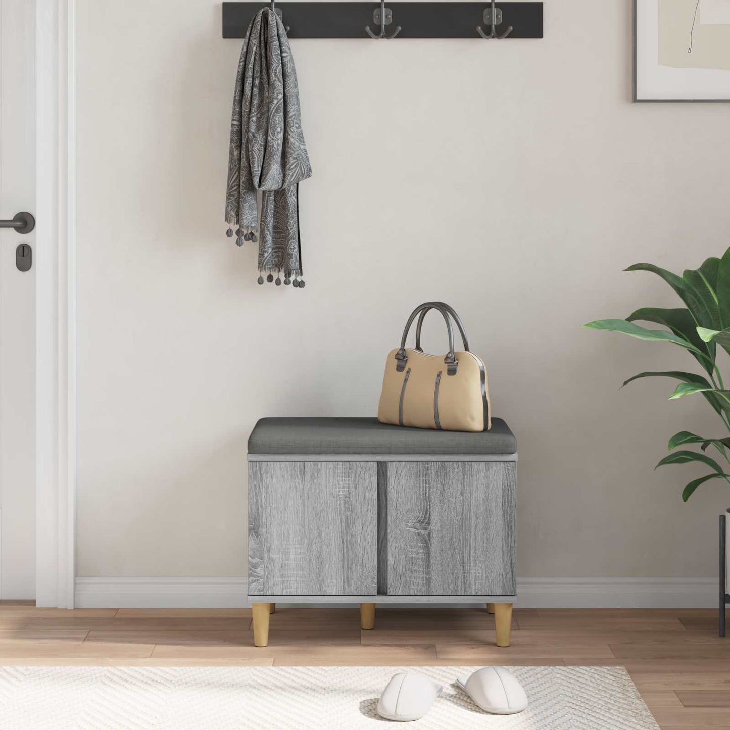 Gangbenk Grå Sonoma 60 x 38 x 46 cm Konstruert treverk og stoff