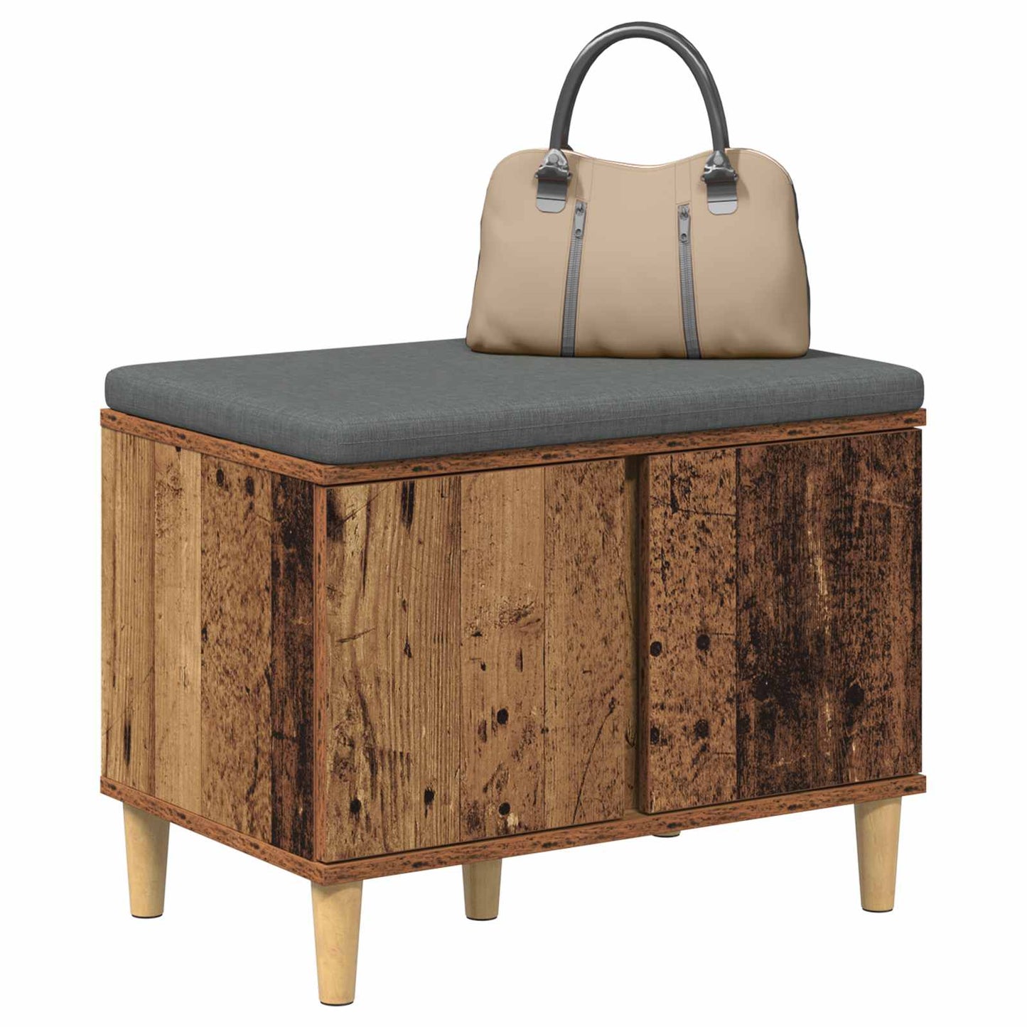 Gangbenk med pute med lagring Gammelt tre 60 x 38 x 46 cm