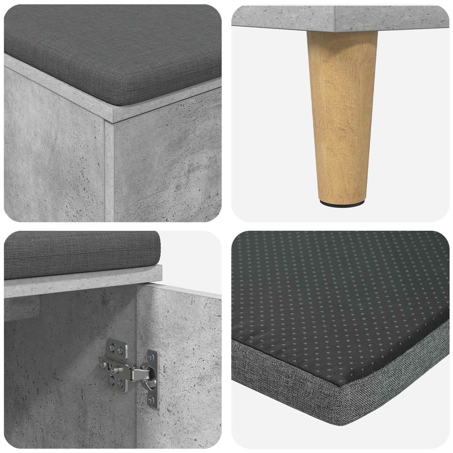 Gangbenk BetongGrå 80 x 38 x 46 cm Konstruert treverk og stoff