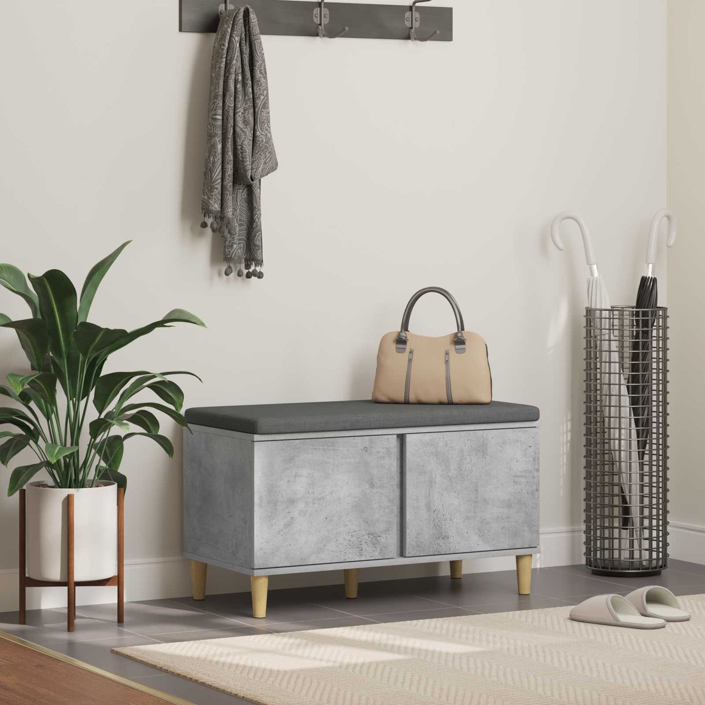 Gangbenk BetongGrå 80 x 38 x 46 cm Konstruert treverk og stoff