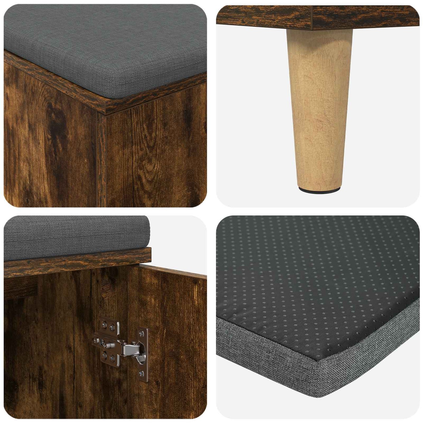 Gangbenk Røkt Eik 80 x 38 x 46 cm Konstruert treverk og stoff