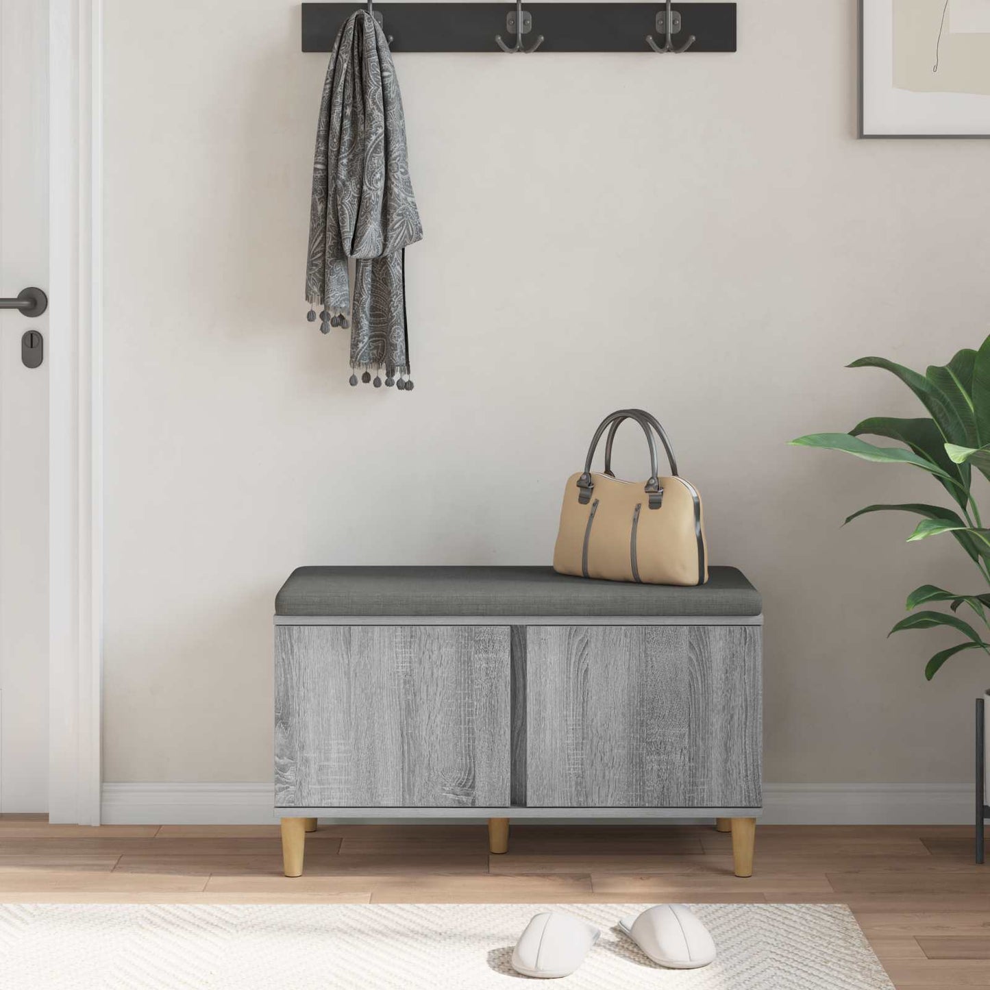 Gangbenk Grå Sonoma 80 x 38 x 46 cm Konstruert treverk og stoff