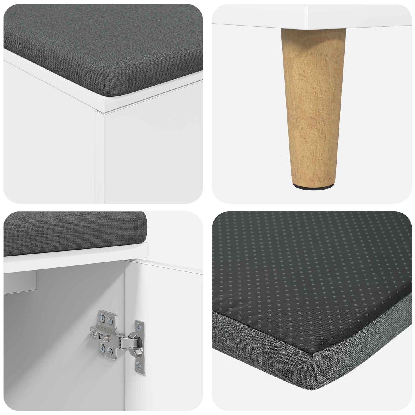 Gangbenk Hvit 100 x 38 x 46 cm Konstruert treverk og stoff