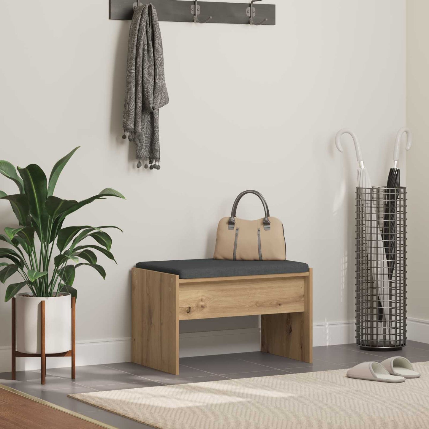 Gangbenk med pute Artisan Eik 63 x 38 x 40 cm