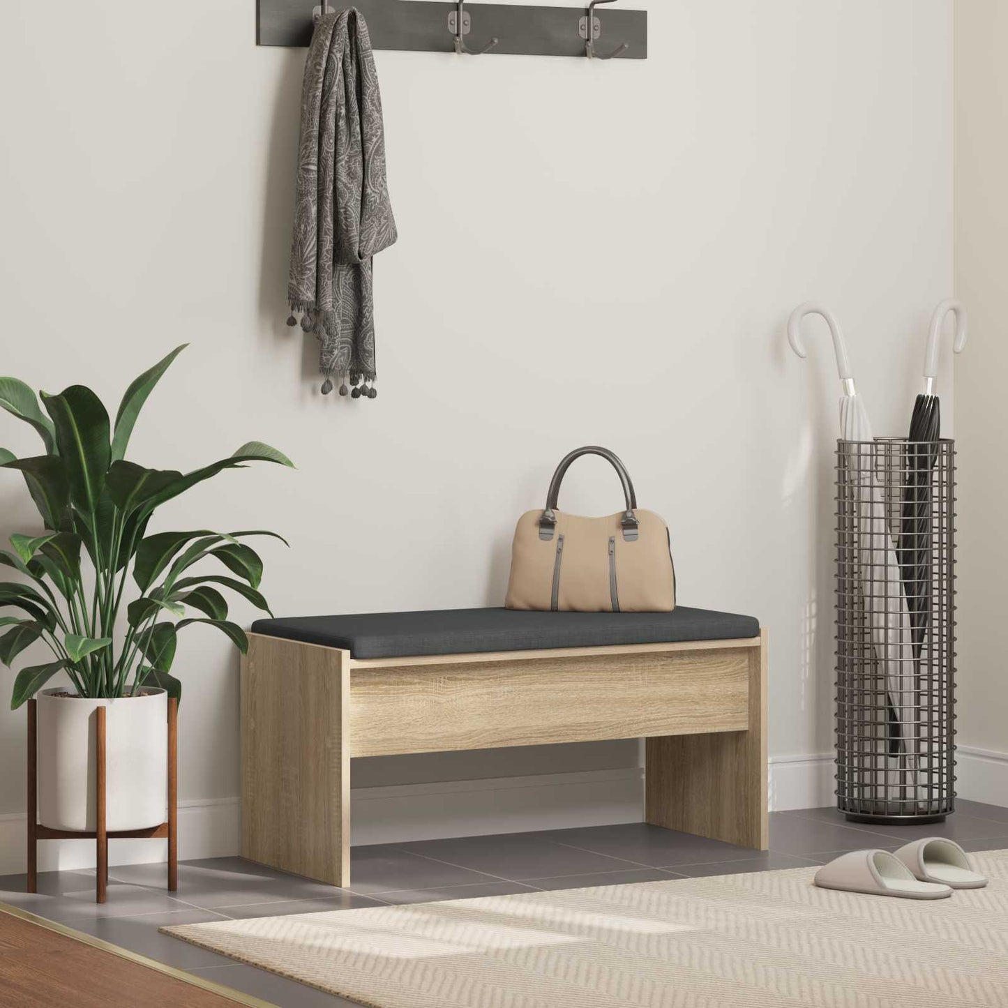 Gangbenk med pute Sonoma eik 83 x 38 x 40 cm