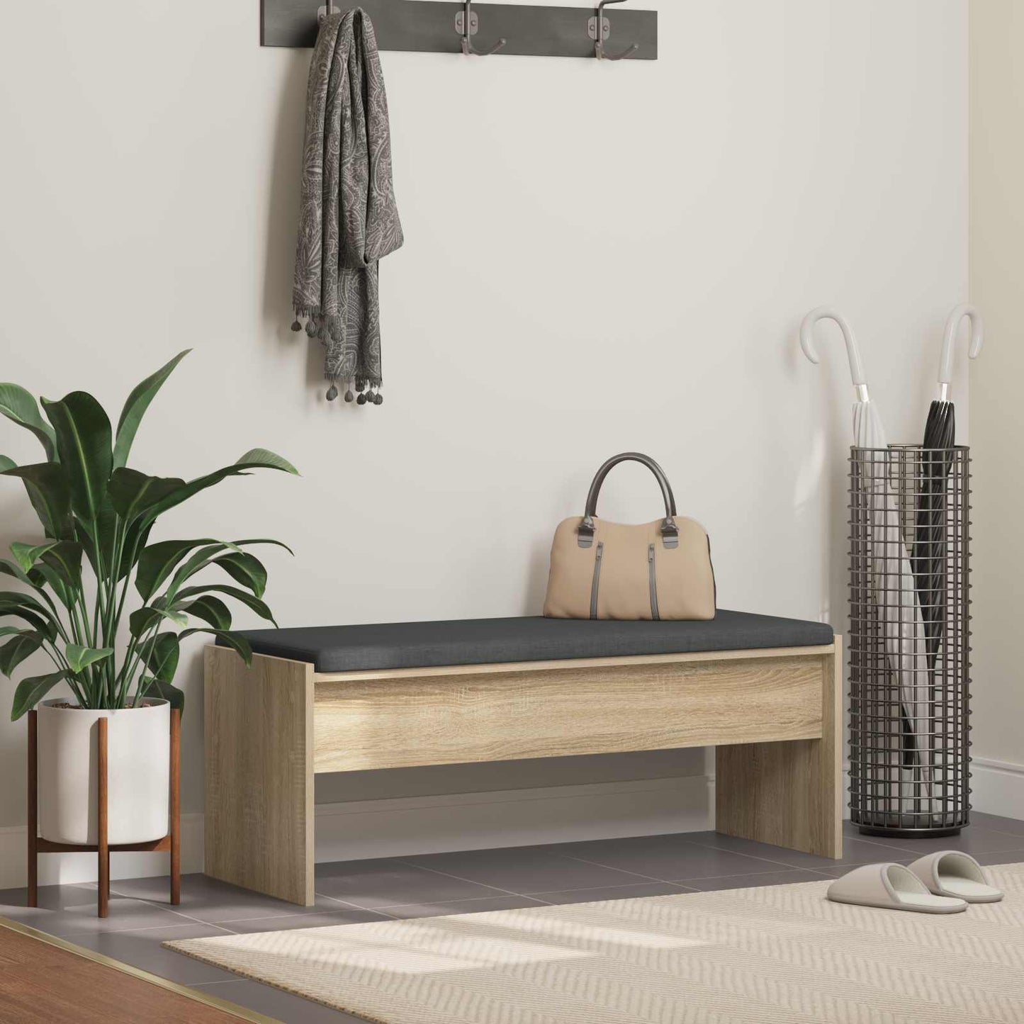 Gangbenk med pute Sonoma eik 103 x 38 x 40 cm