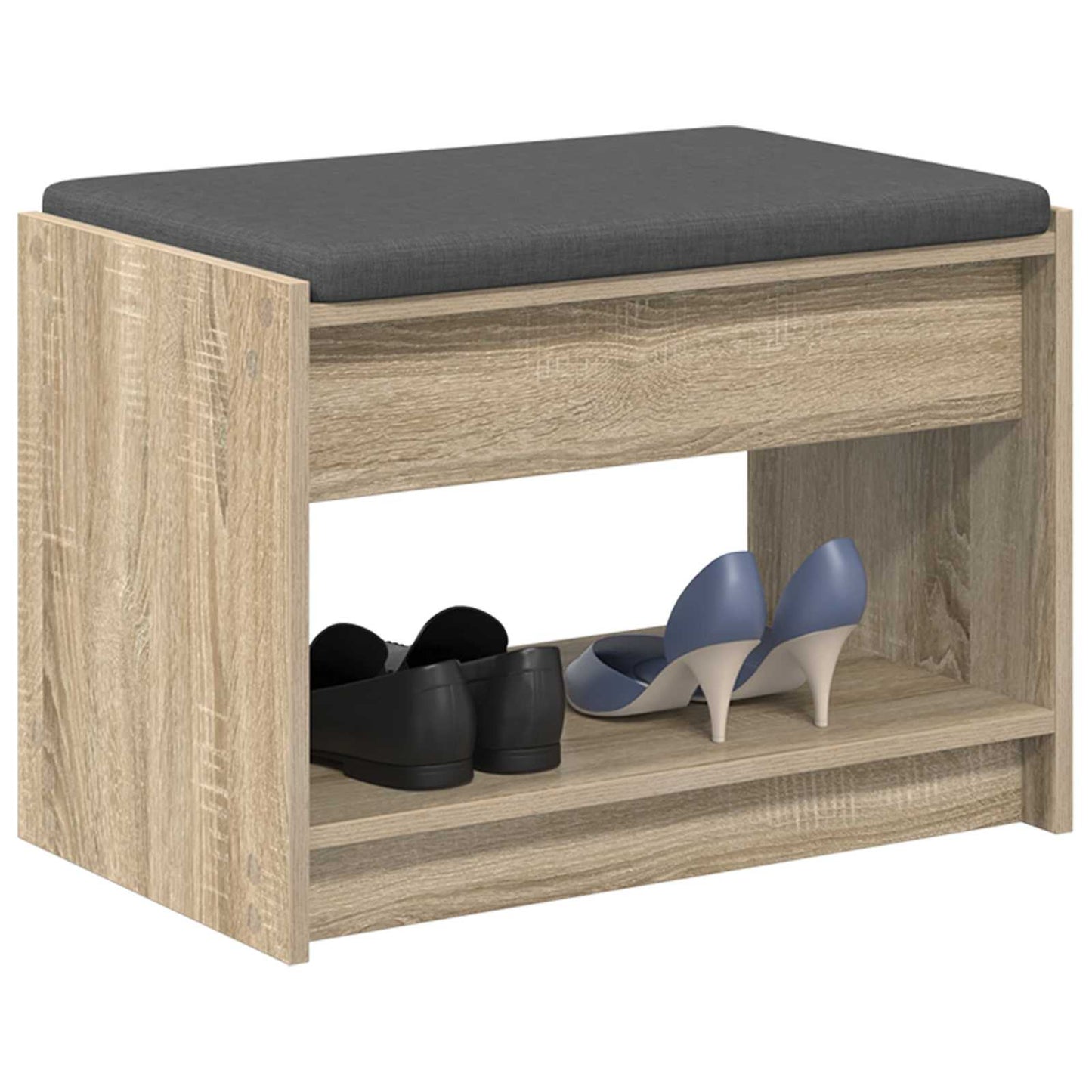 Gangbenk Sonoma eik 63 x 38 x 45 cm Konstruert treverk og stoff vidaXL
