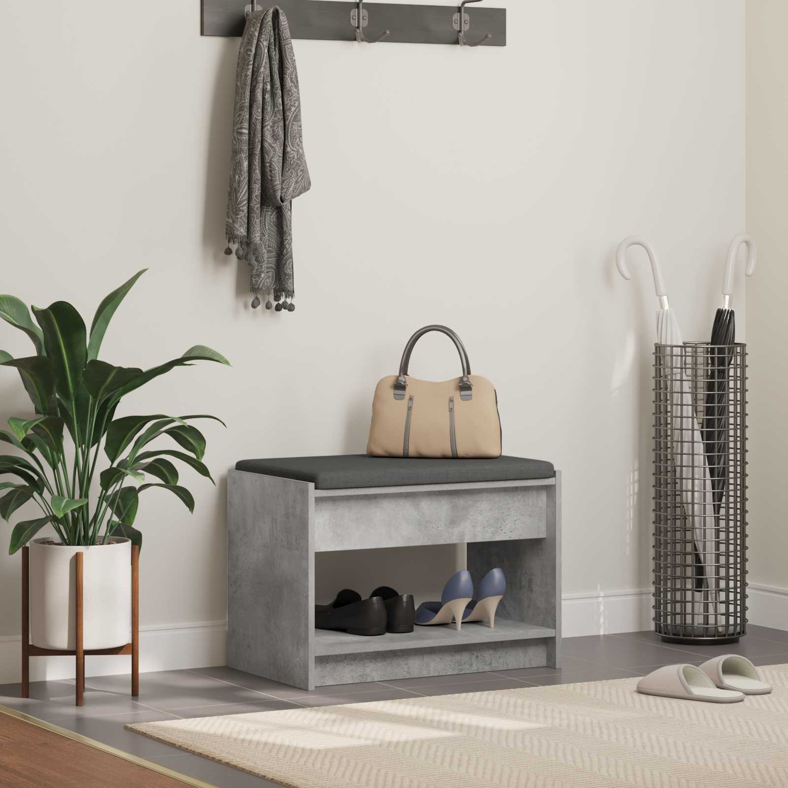 Gangbenk BetongGrå 63 x 38 x 45 cm Konstruert treverk og stoff vidaXL