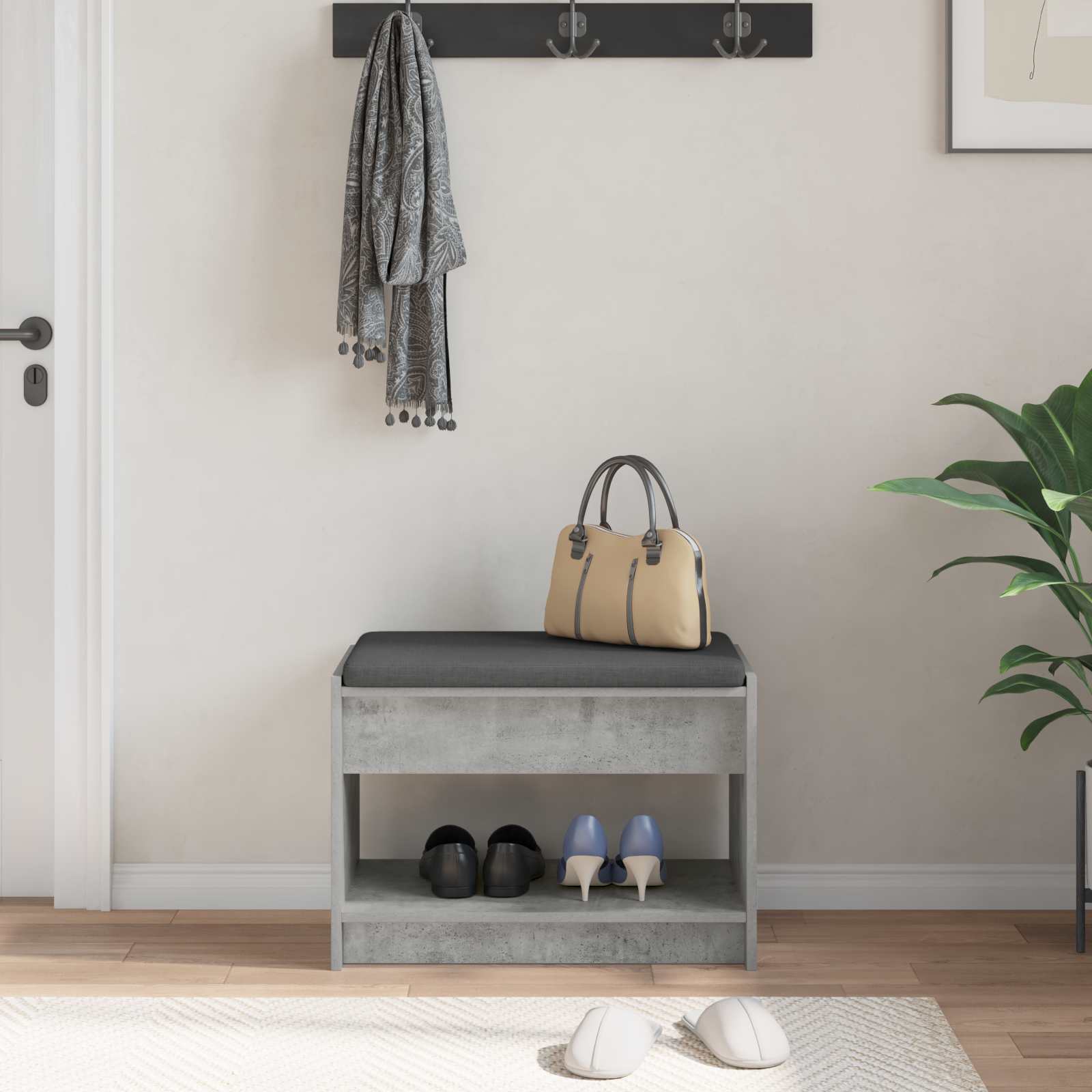 Gangbenk BetongGrå 63 x 38 x 45 cm Konstruert treverk og stoff vidaXL
