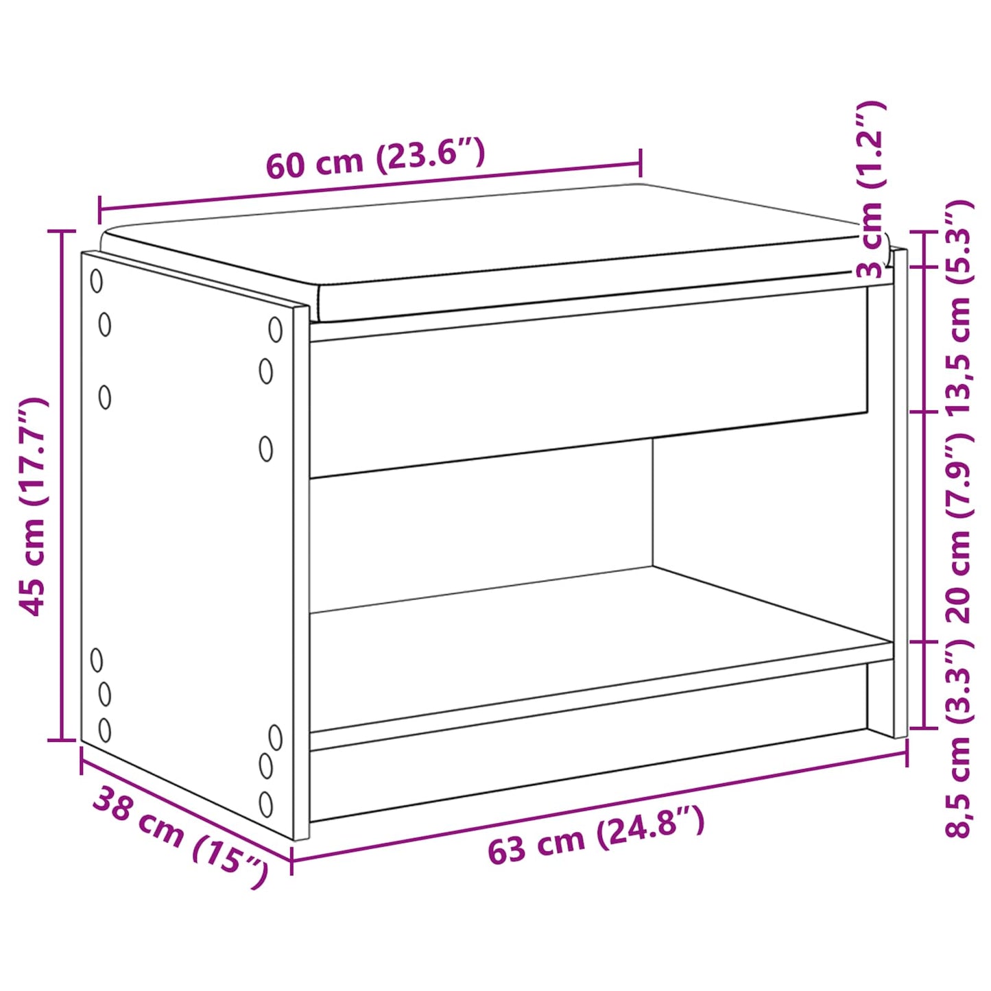 Gangbenk BetongGrå 63 x 38 x 45 cm Konstruert treverk og stoff vidaXL