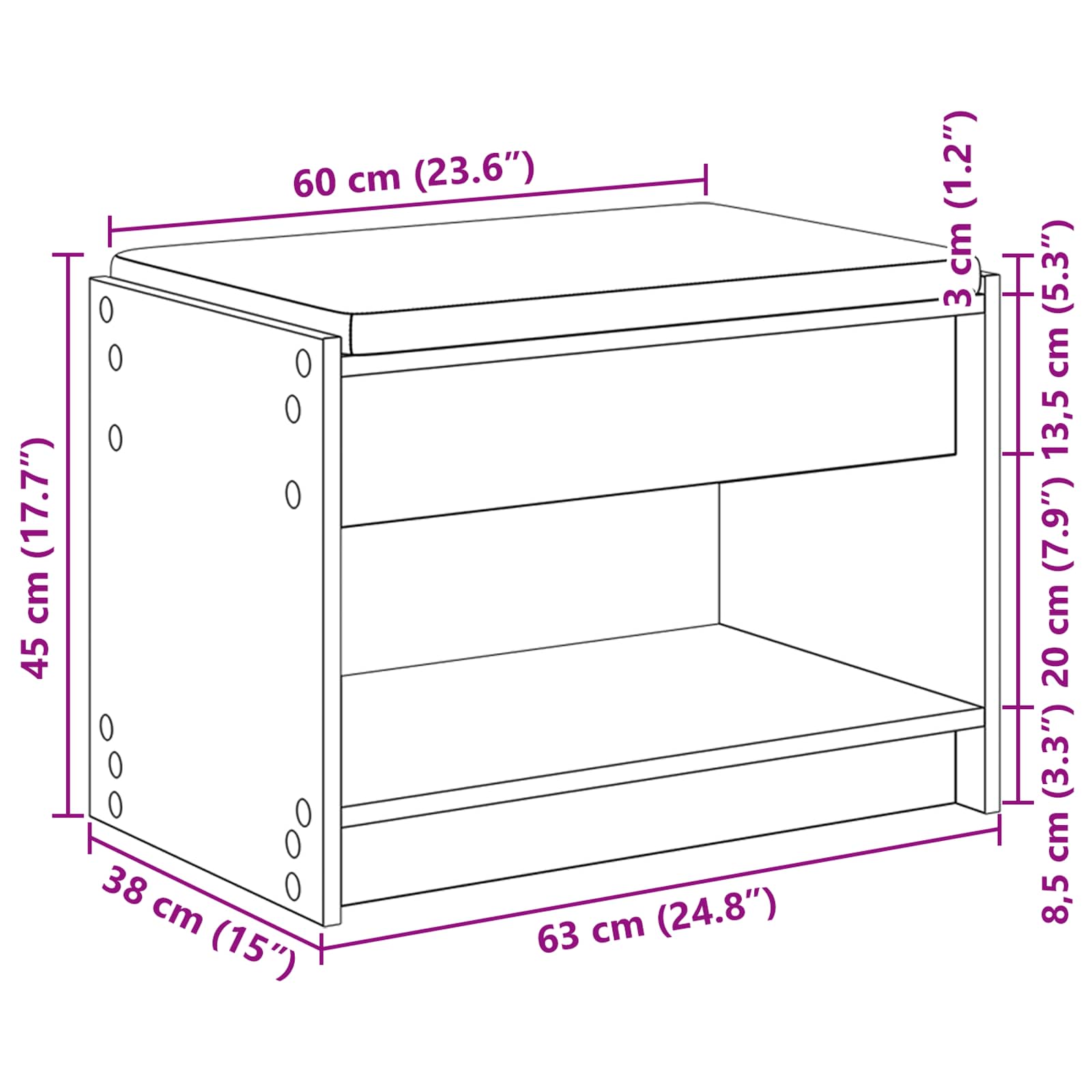 Gangbenk BetongGrå 63 x 38 x 45 cm Konstruert treverk og stoff vidaXL
