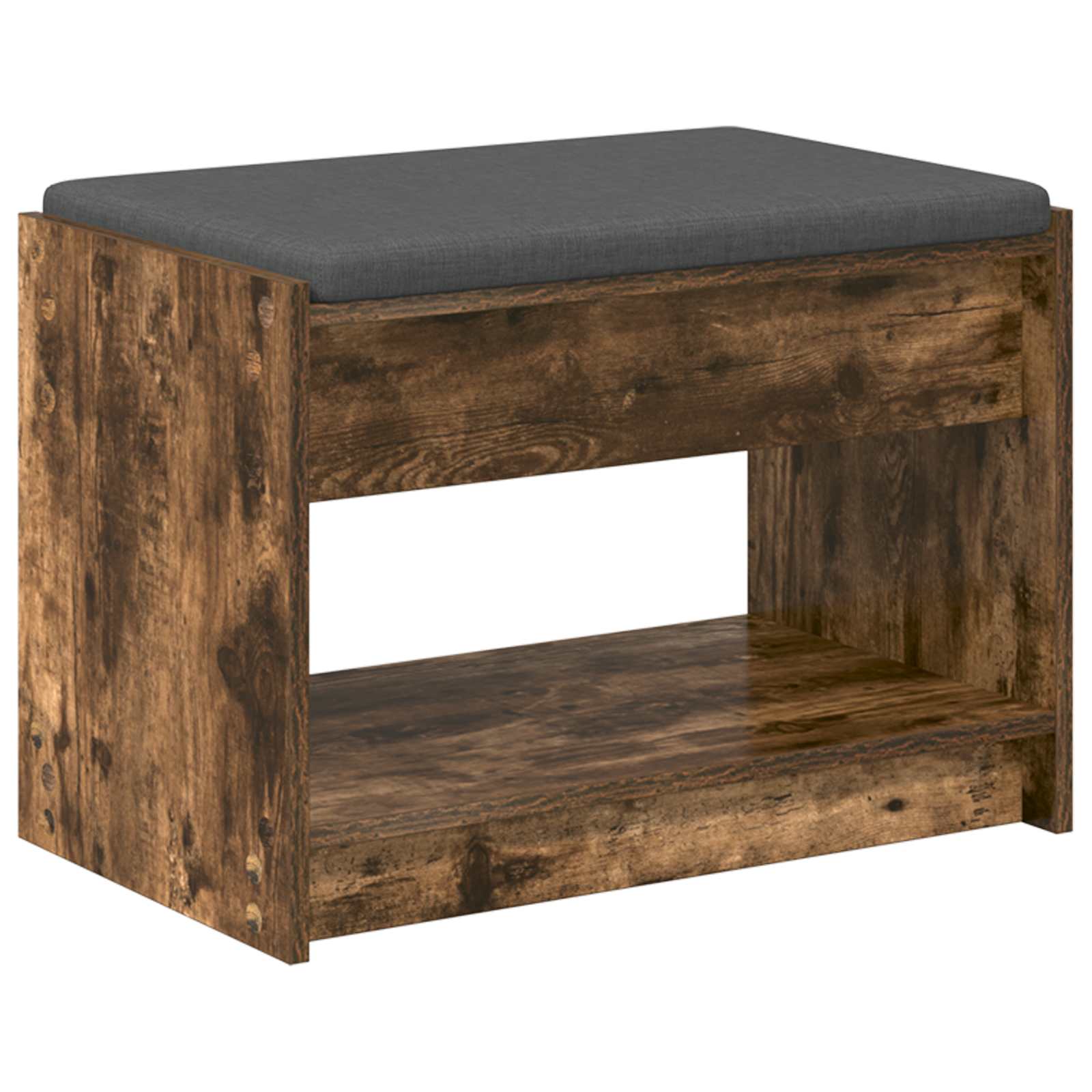 Gangbenk Røkt Eik 63 x 38 x 45 cm Konstruert treverk og stoff vidaXL