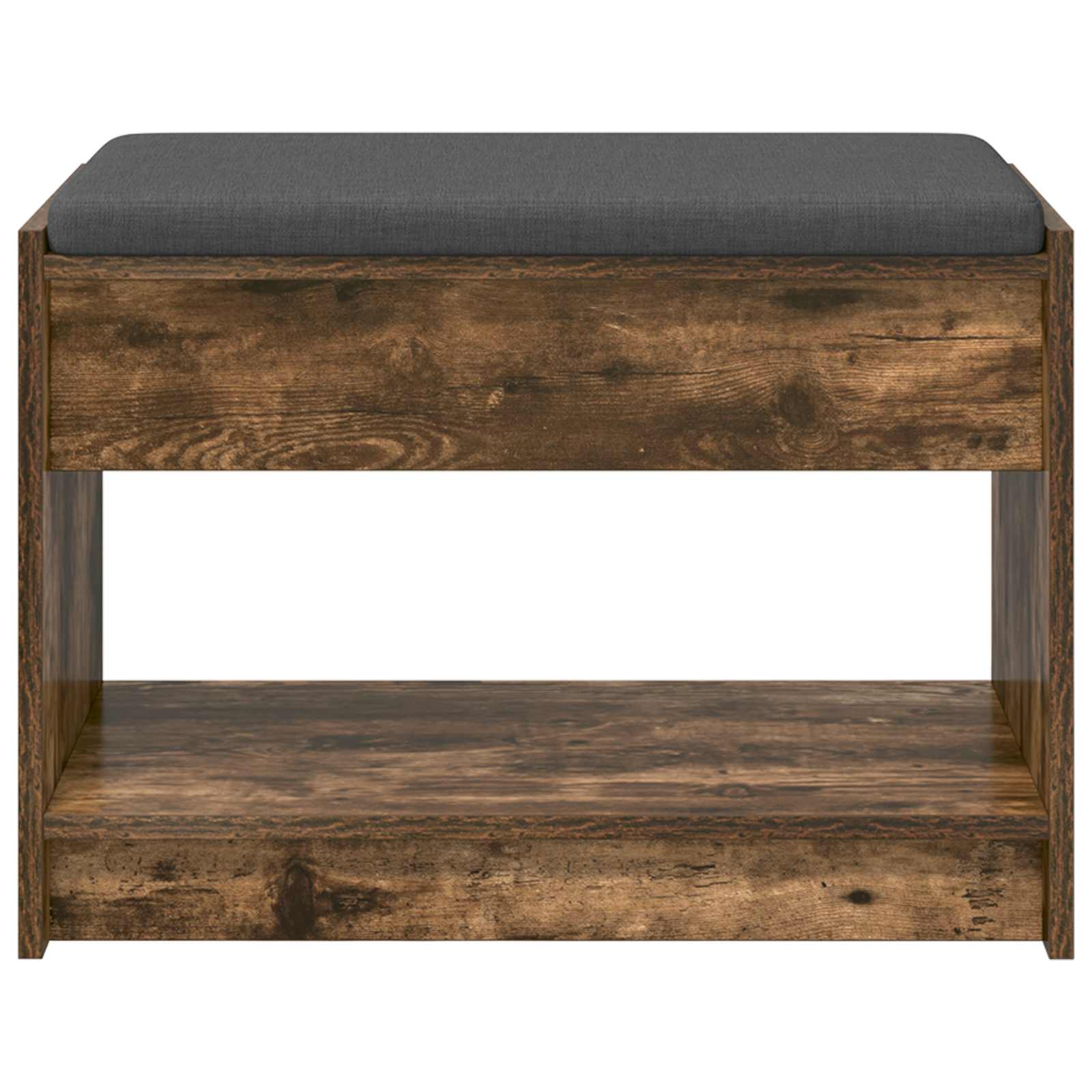 Gangbenk Røkt Eik 63 x 38 x 45 cm Konstruert treverk og stoff vidaXL