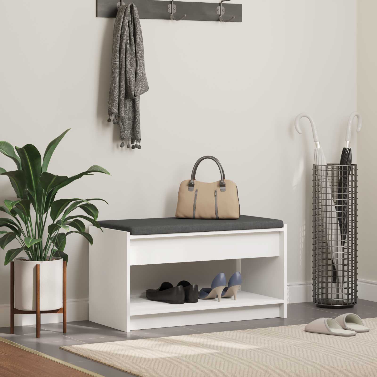 Gangbenk Hvit 83 x 38 x 45 cm Konstruert treverk og stoff vidaXL