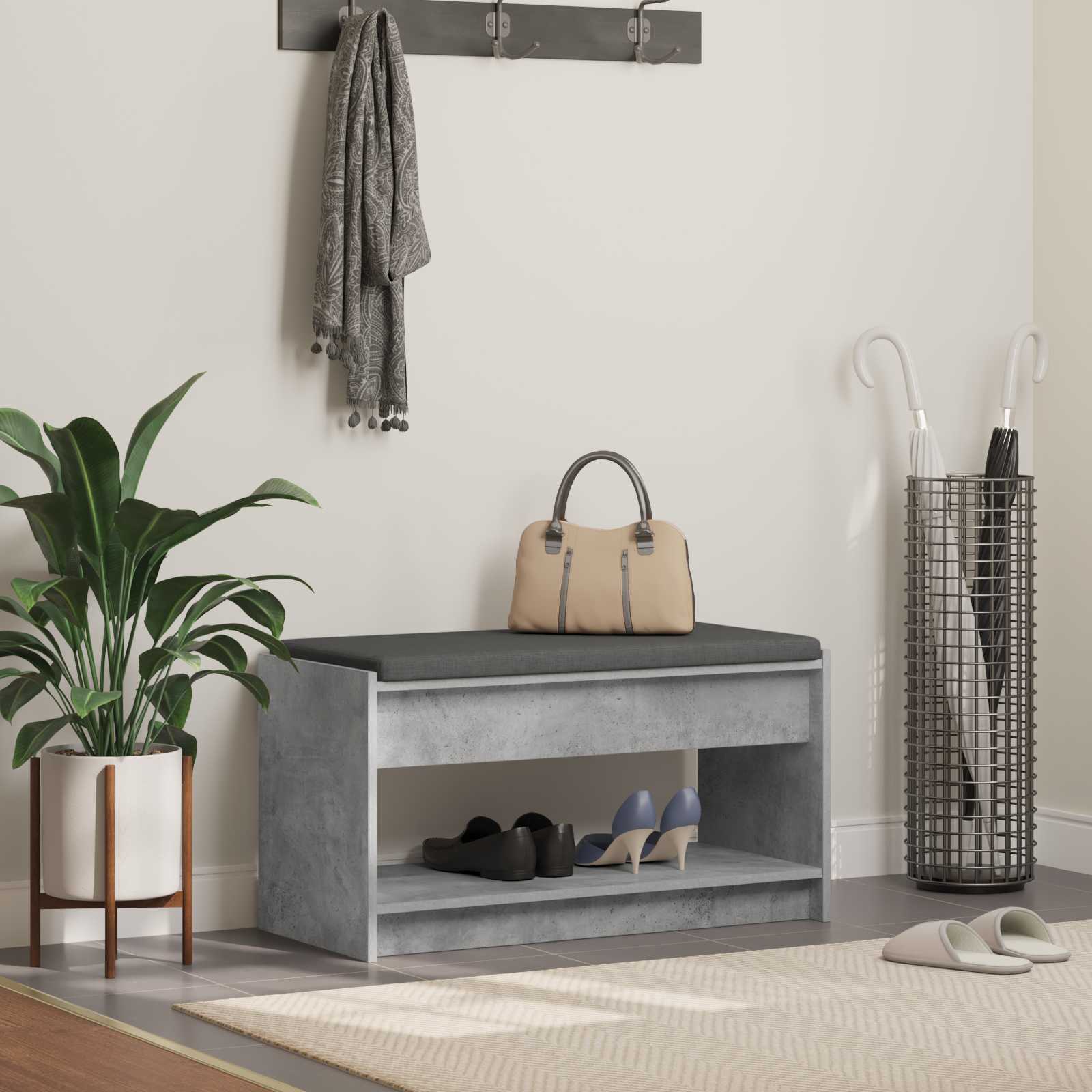 Gangbenk BetongGrå 83 x 38 x 45 cm Konstruert treverk og stoff vidaXL