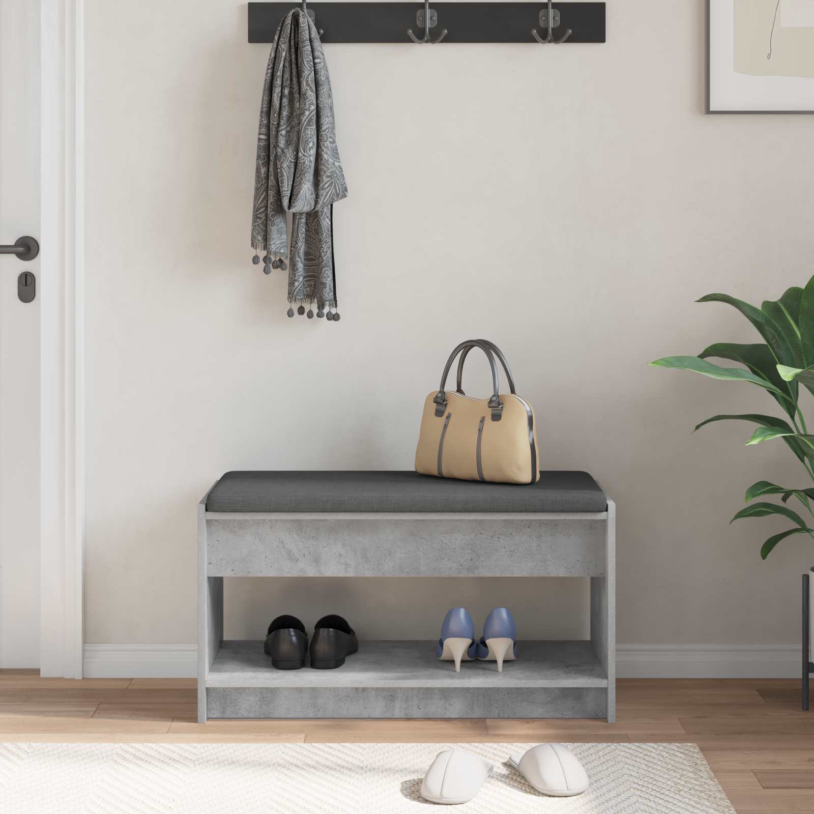 Gangbenk BetongGrå 83 x 38 x 45 cm Konstruert treverk og stoff vidaXL