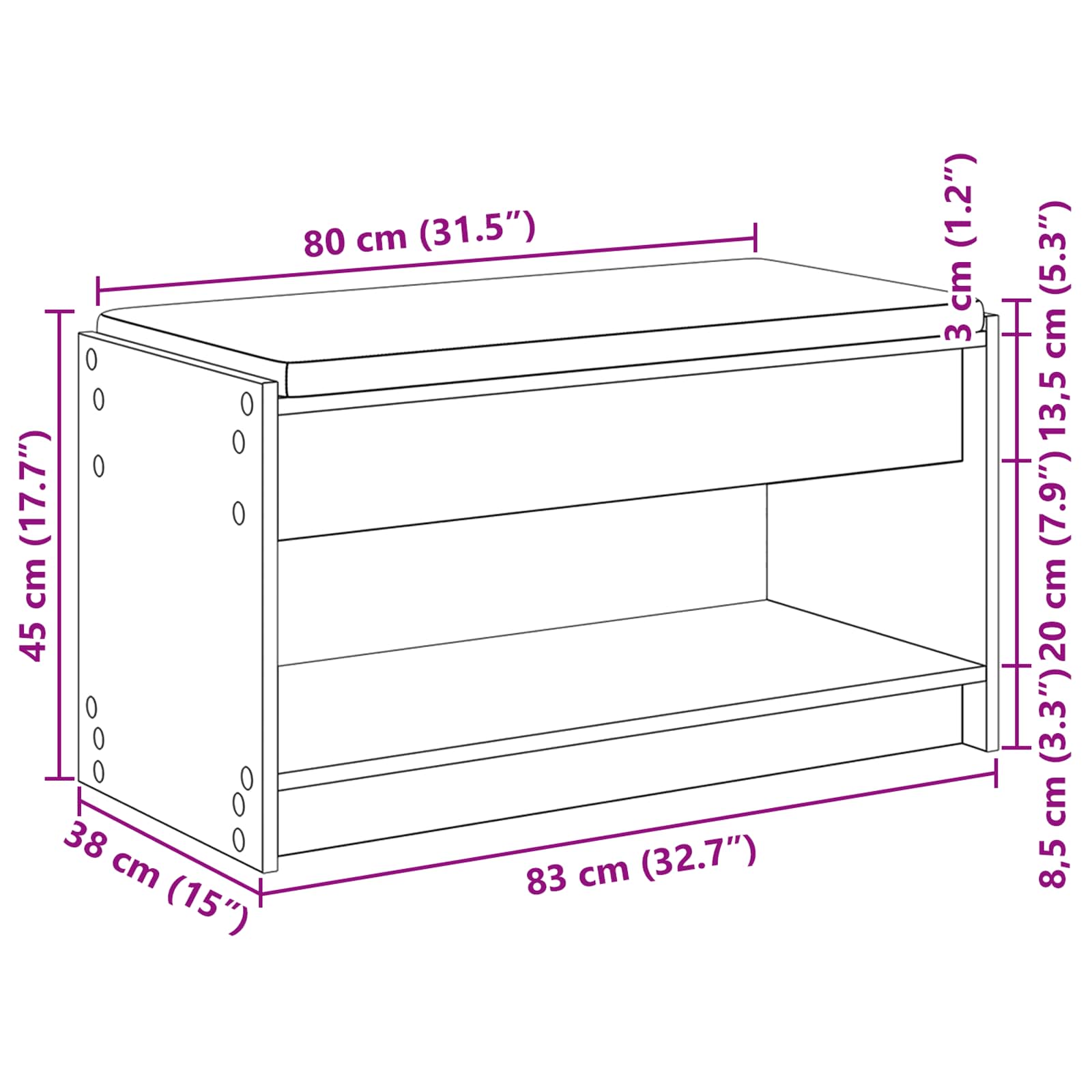 Gangbenk BetongGrå 83 x 38 x 45 cm Konstruert treverk og stoff vidaXL