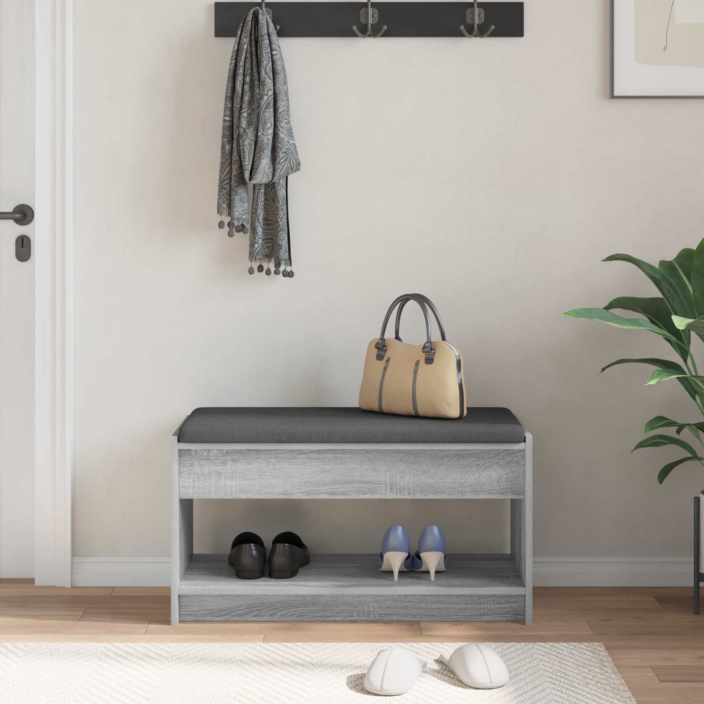 Gangbenk Grå Sonoma 83 x 38 x 45 cm Konstruert treverk og stoff vidaXL