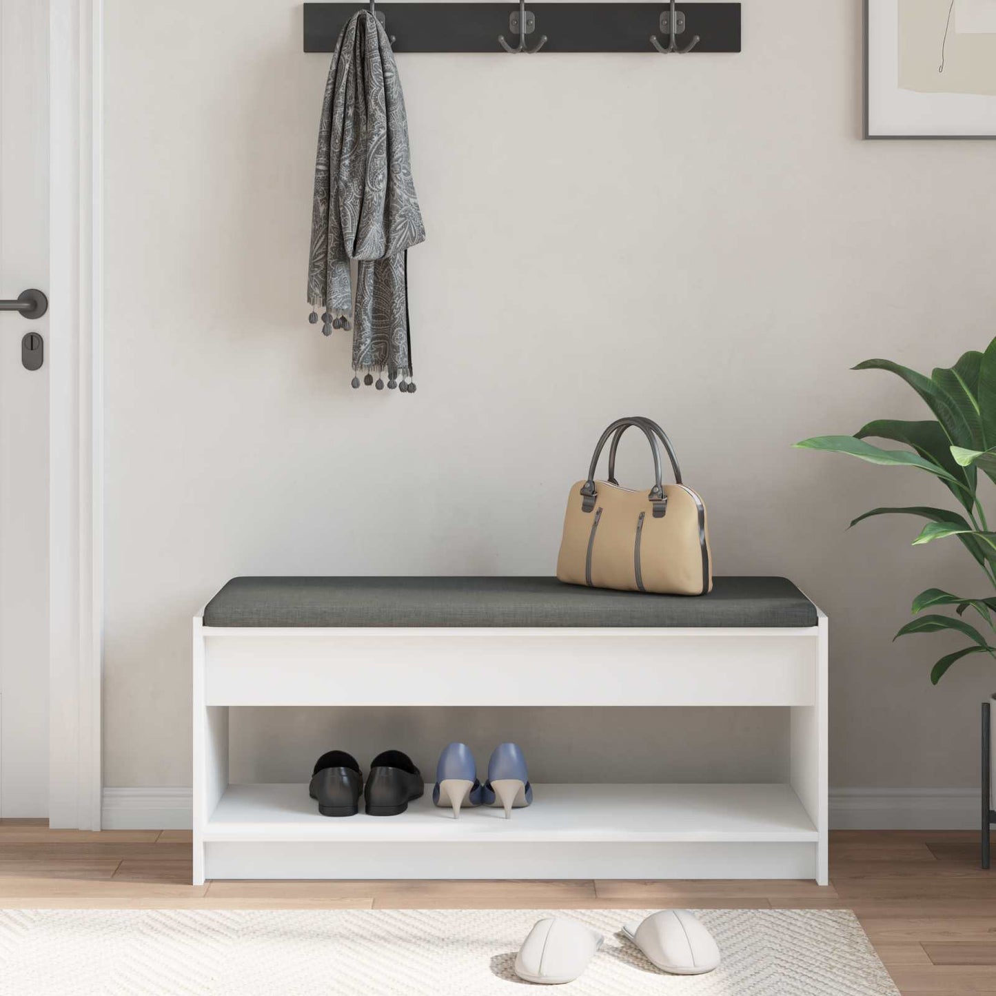Gangbenk Hvit 103 x 38 x 45 cm Konstruert treverk og stoff