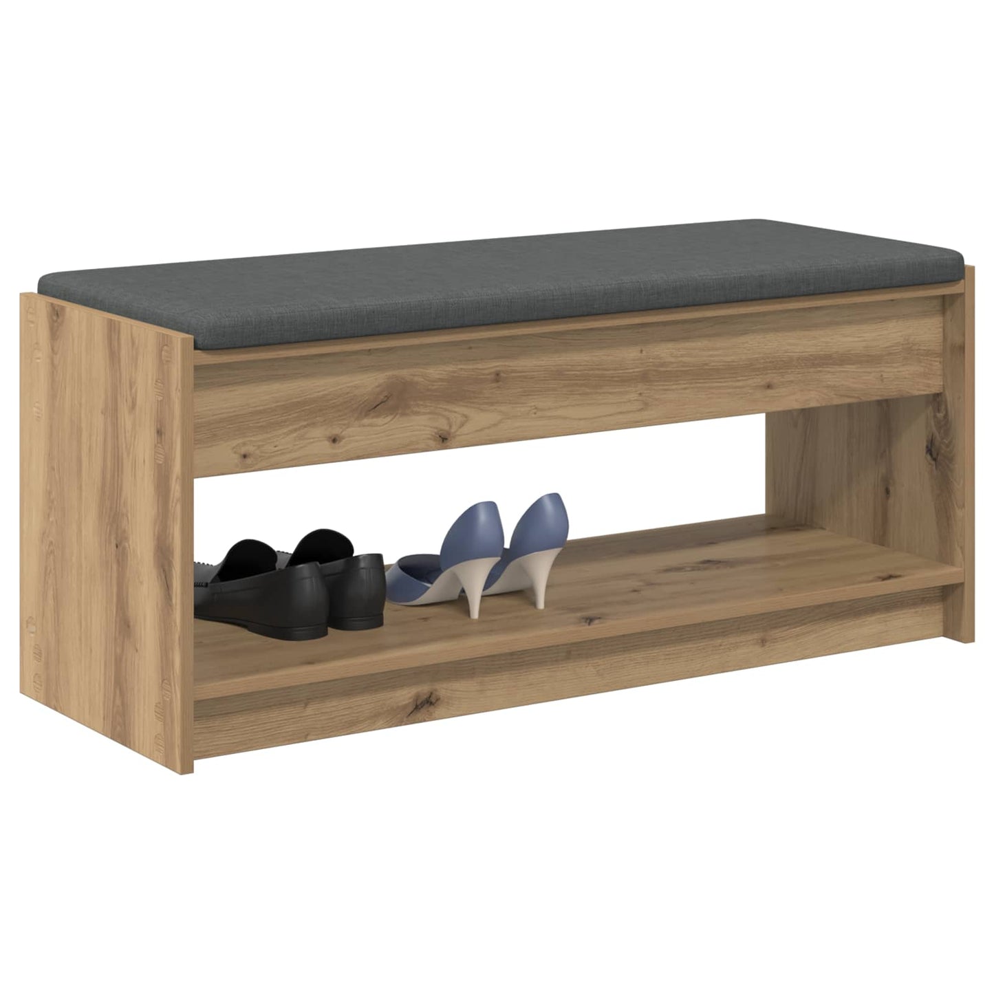 Gangbenk med pute med hylle Artisan Eik 103 x 38 x 45 cm