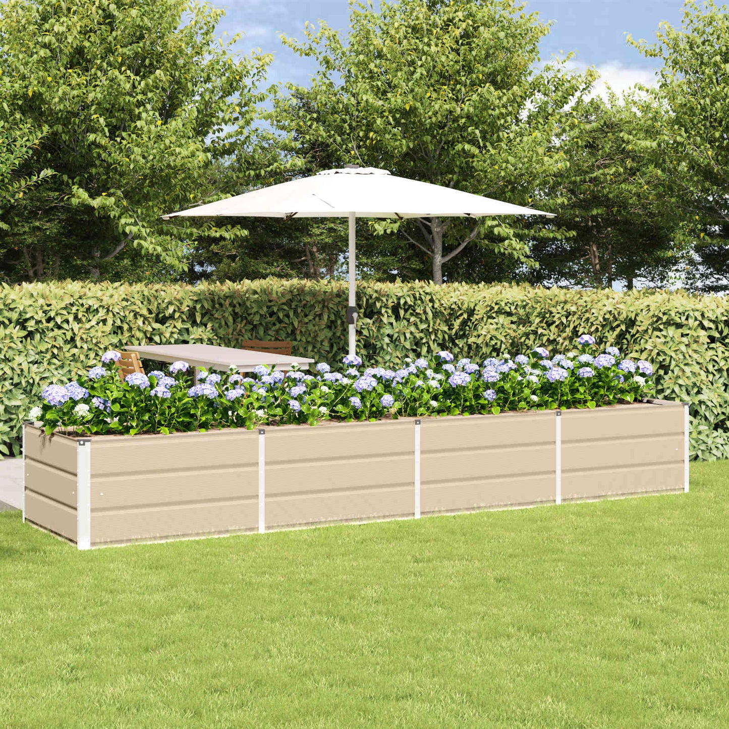 Plantekassed Elfenben 320 x 80 x 45 cm Stål