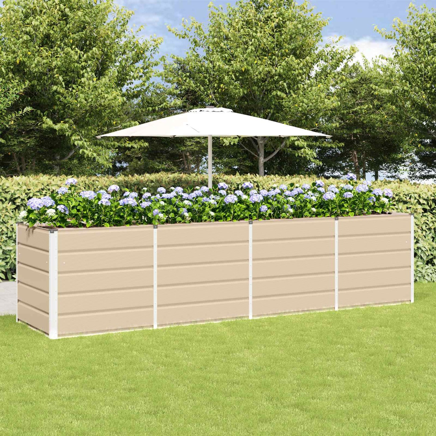Plantekassed Elfenben 320 x 80 x 75 cm Stål