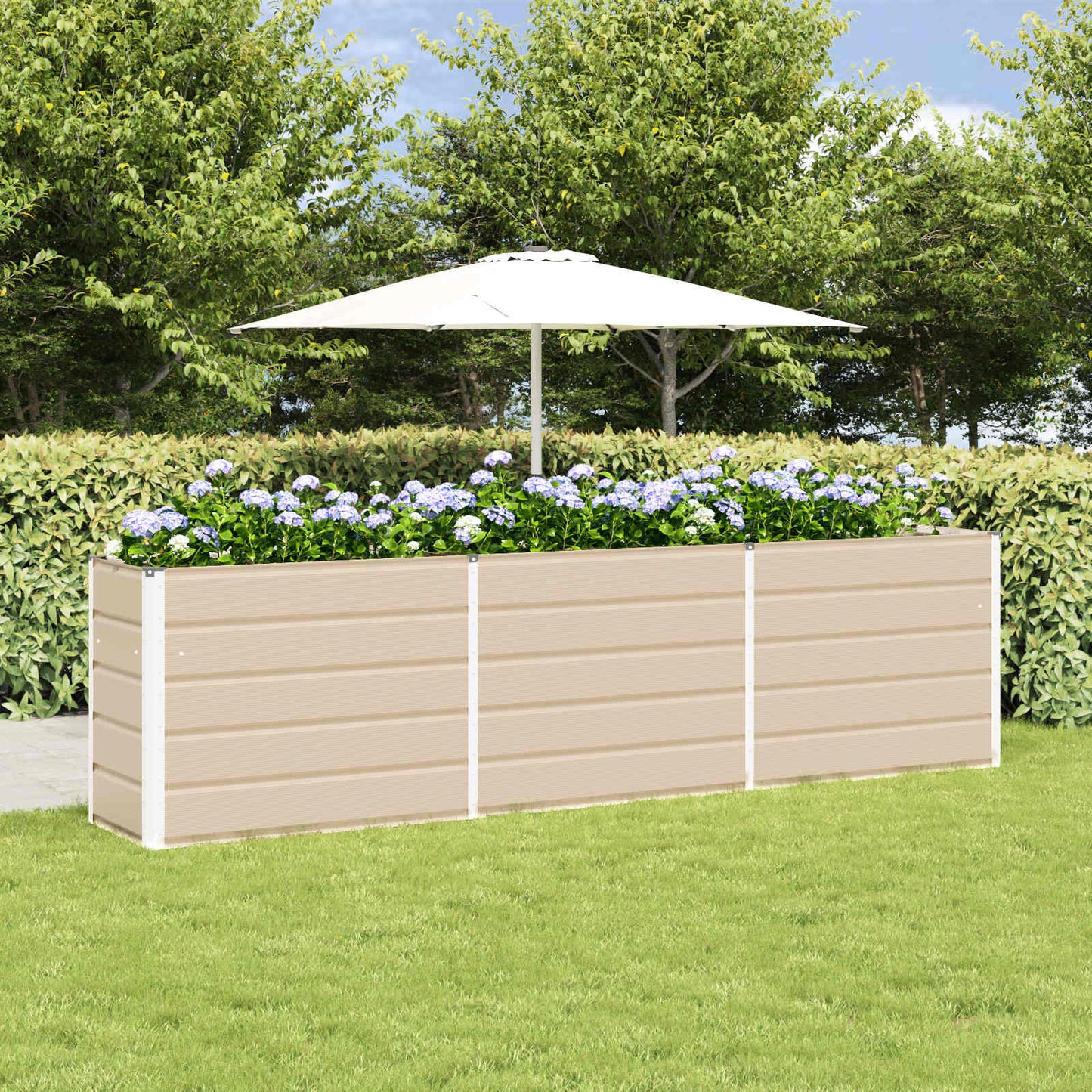 Plantekassed Elfenben 290 x 90 x 75 cm Galvanisert Stål