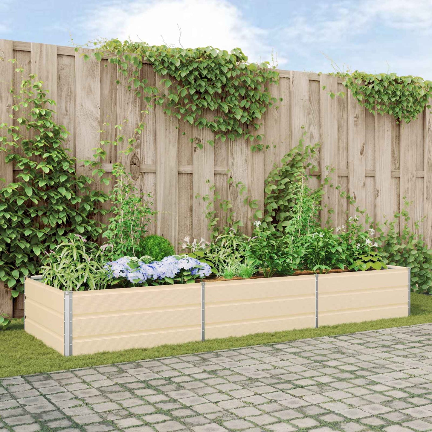 Plantekassed Elfenben 290 x 100 x 45 cm Galvanisert Stål