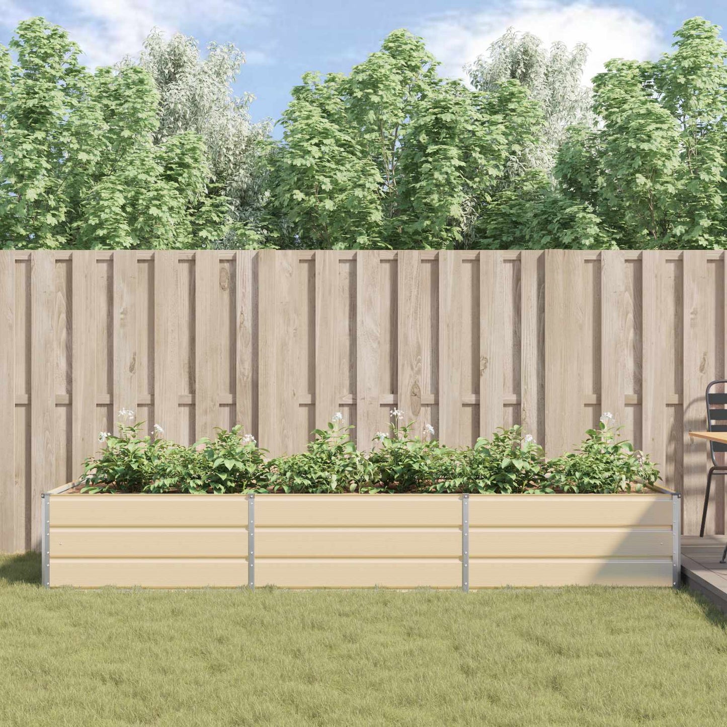 Plantekassed Elfenben 290 x 100 x 45 cm Galvanisert Stål