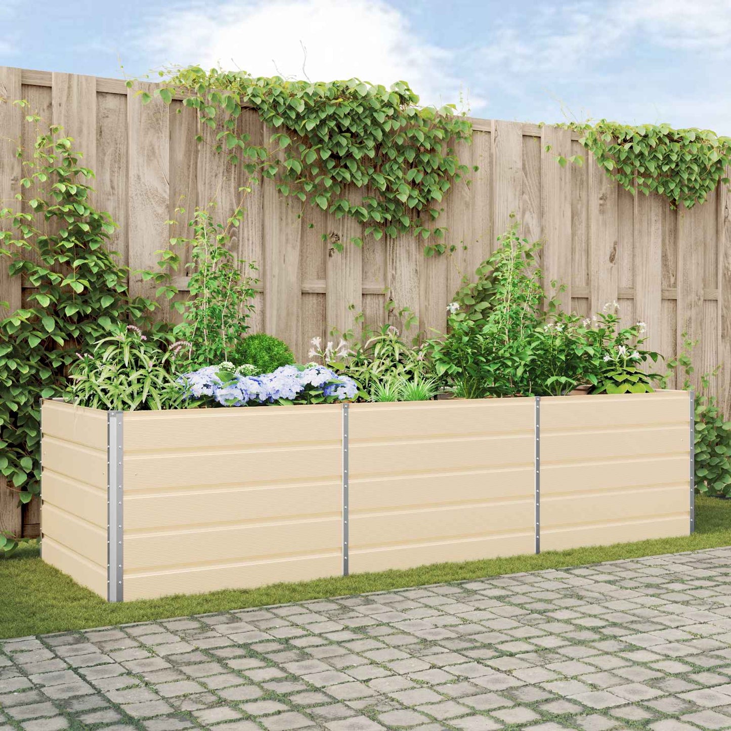 Plantekassed Elfenben 290 x 100 x 75 cm Galvanisert Stål