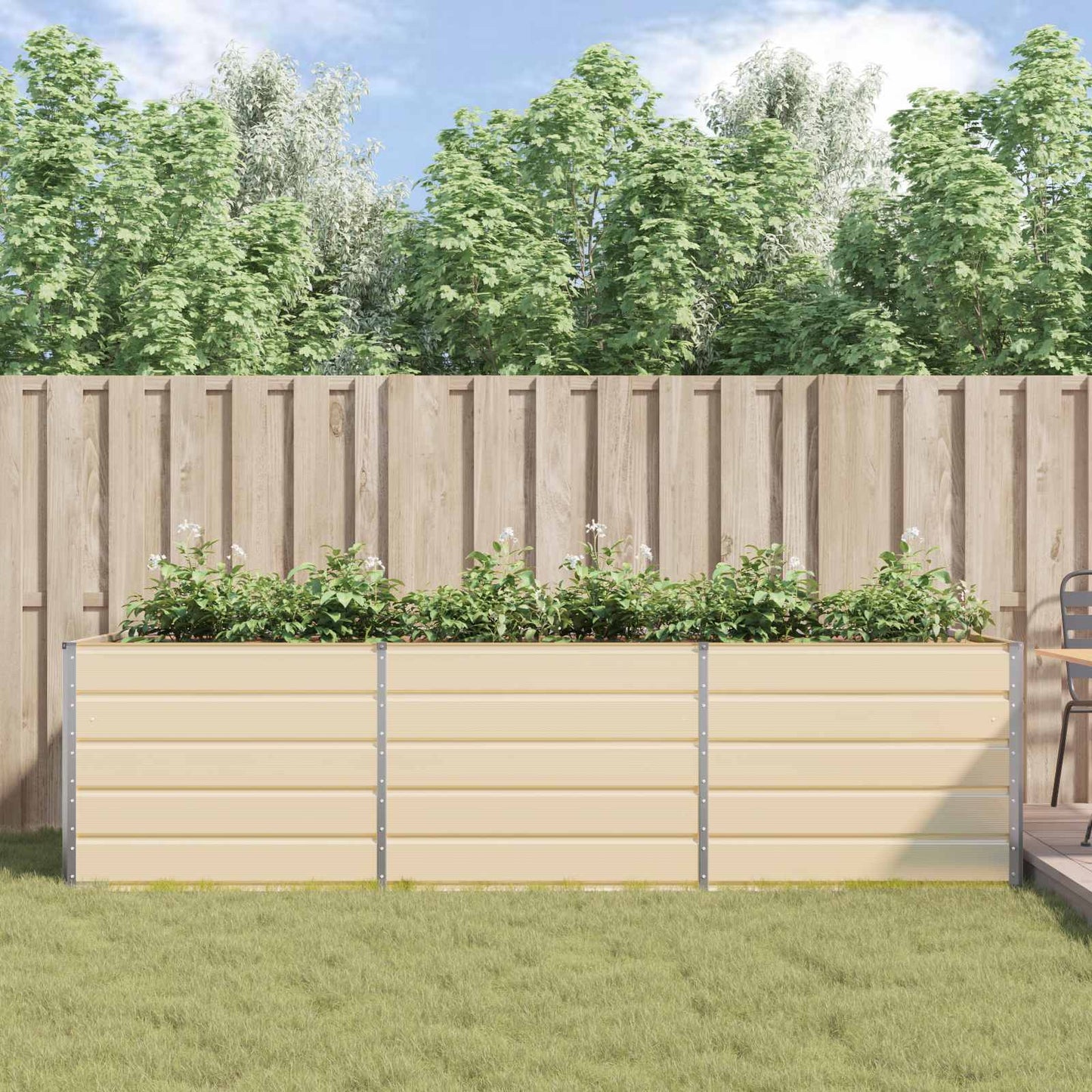 Plantekassed Elfenben 290 x 100 x 75 cm Galvanisert Stål