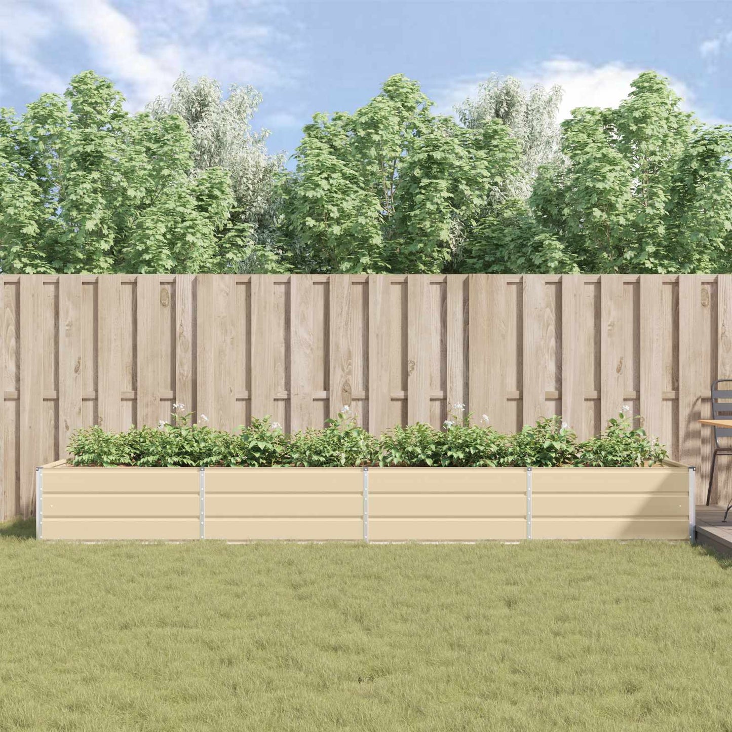 Plantekassed Elfenben 385 x 100 x 45 cm Galvanisert Stål