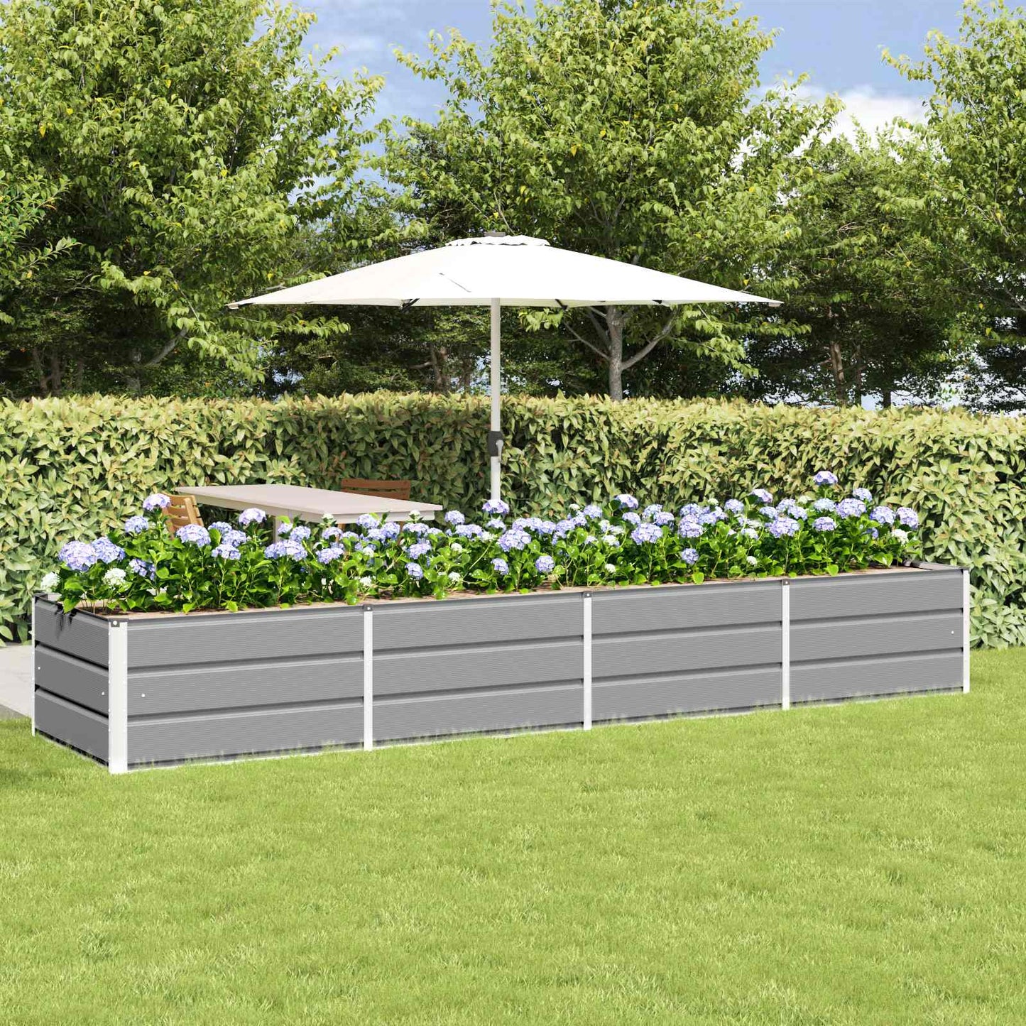 Plantekassed Lysegrå 320 x 80 x 45 cm Stål