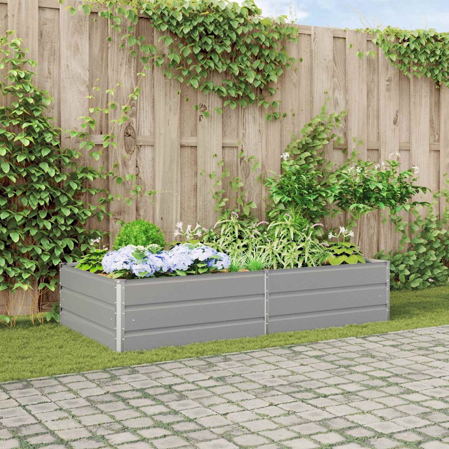 Plantekassed Lysegrå 195 x 100 x 45 cm Galvanisert Stål