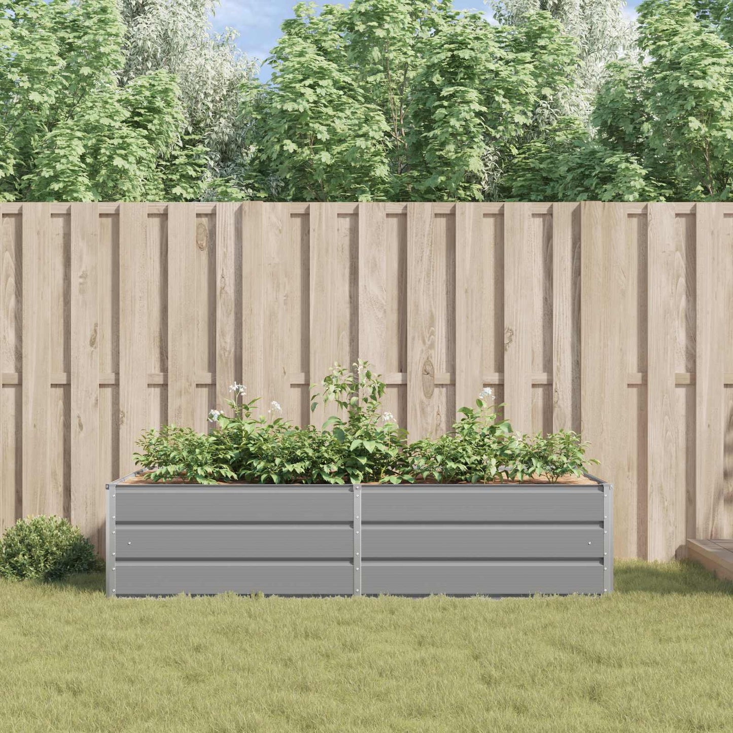 Plantekassed Lysegrå 195 x 100 x 45 cm Galvanisert Stål