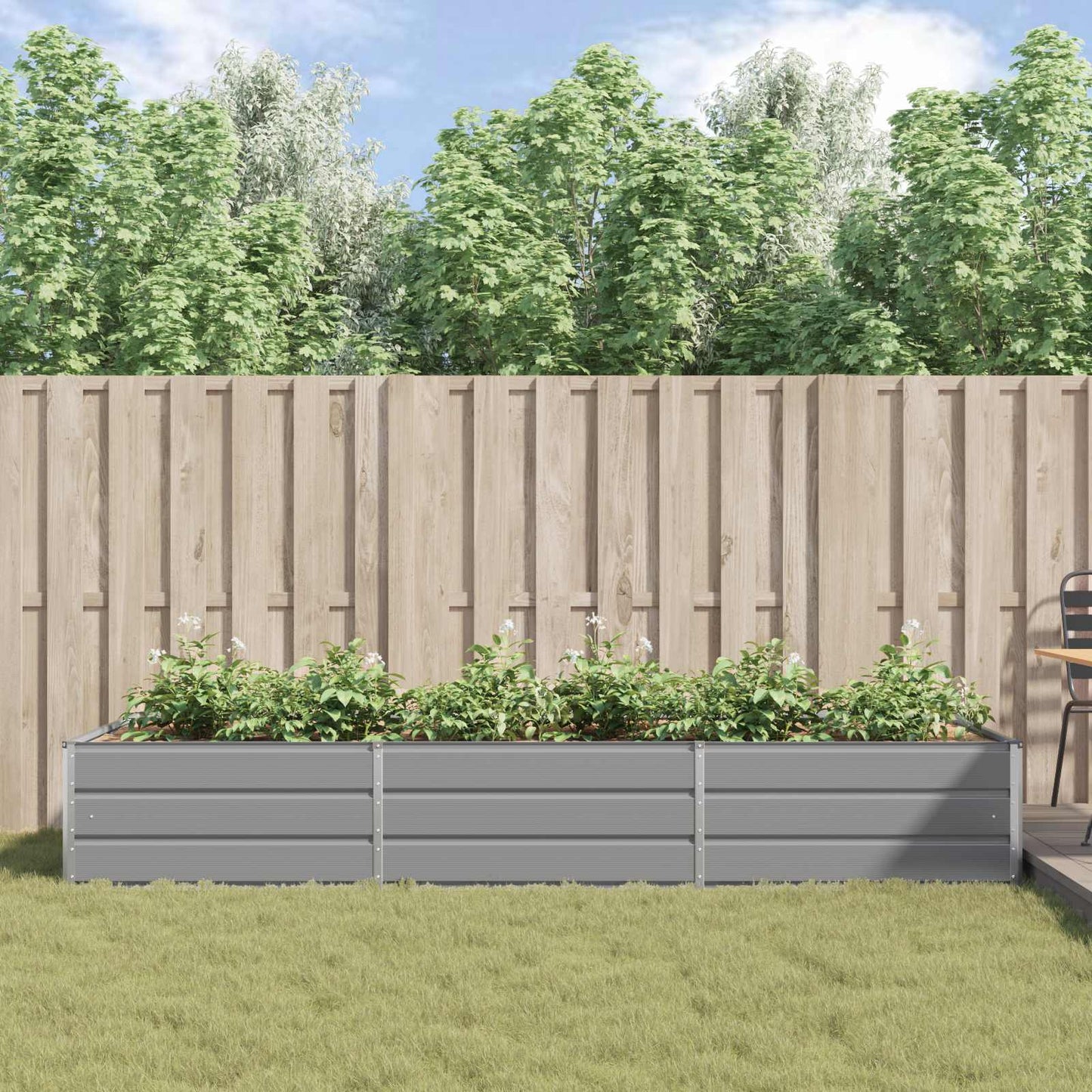 Plantekassed Lysegrå 290 x 100 x 45 cm Galvanisert Stål