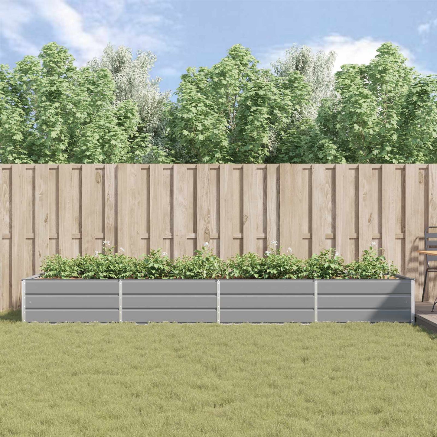 Plantekassed Lysegrå 385 x 100 x 45 cm Galvanisert Stål