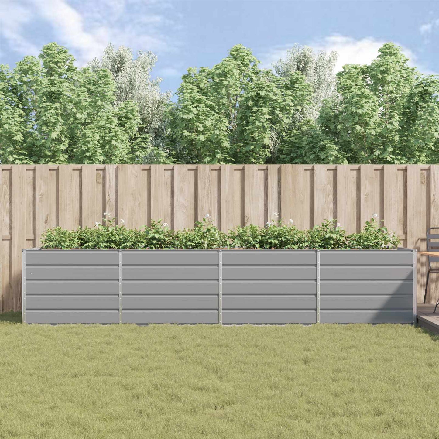 Plantekassed Lysegrå 385 x 100 x 75 cm Galvanisert Stål